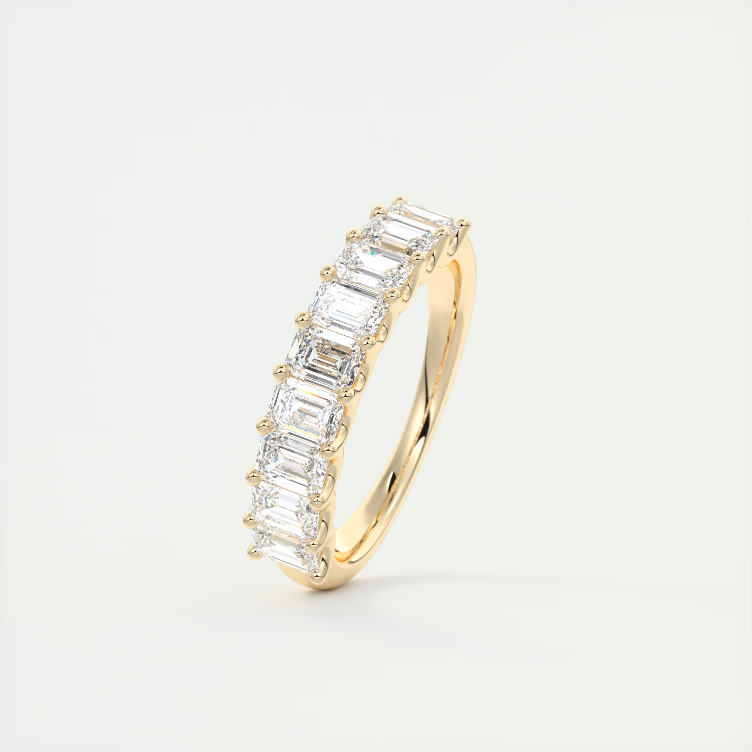 4mm Emerald Half Eternity Band (1.8 TCW)