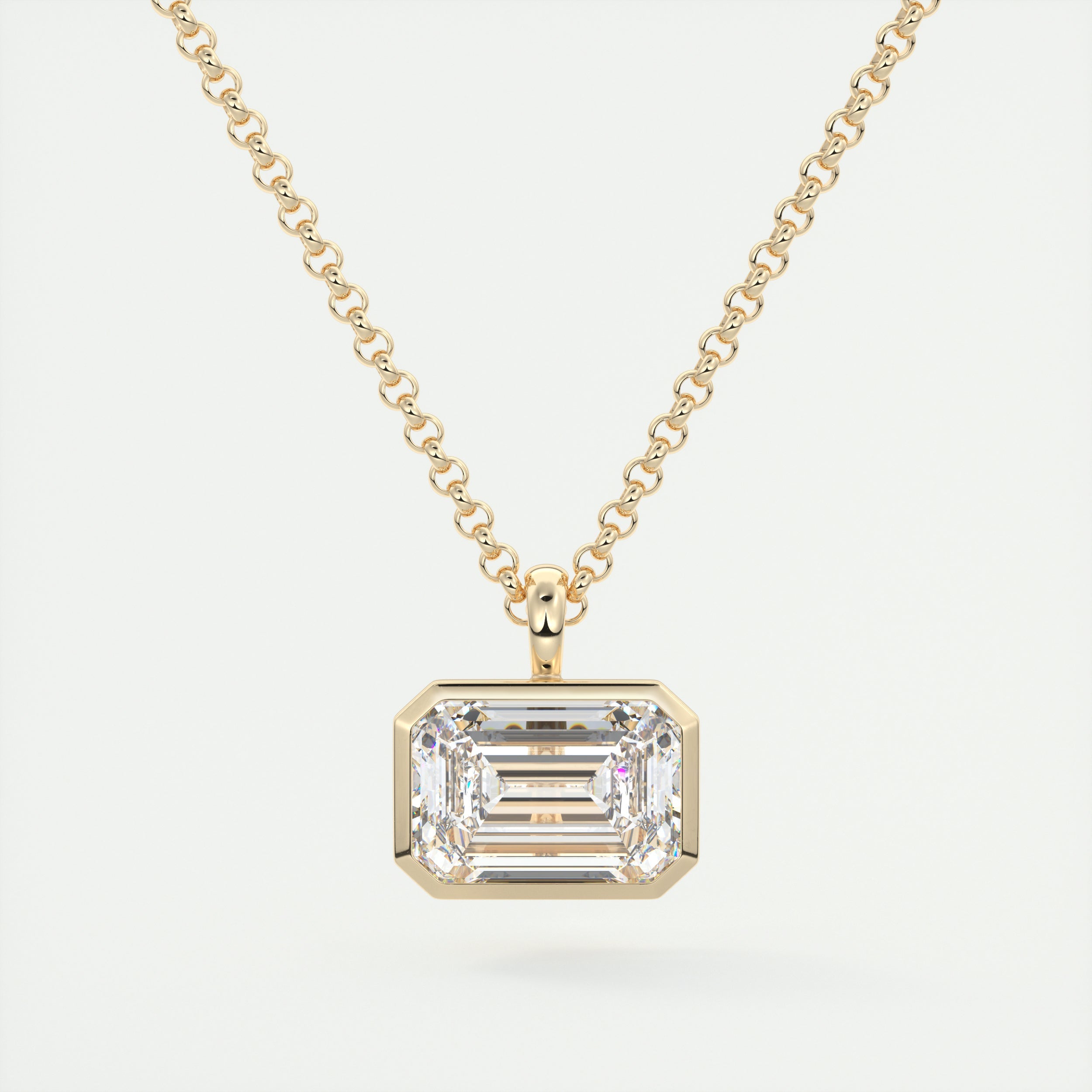 1.5 ct Emerald Bezel Set Pendant Necklace