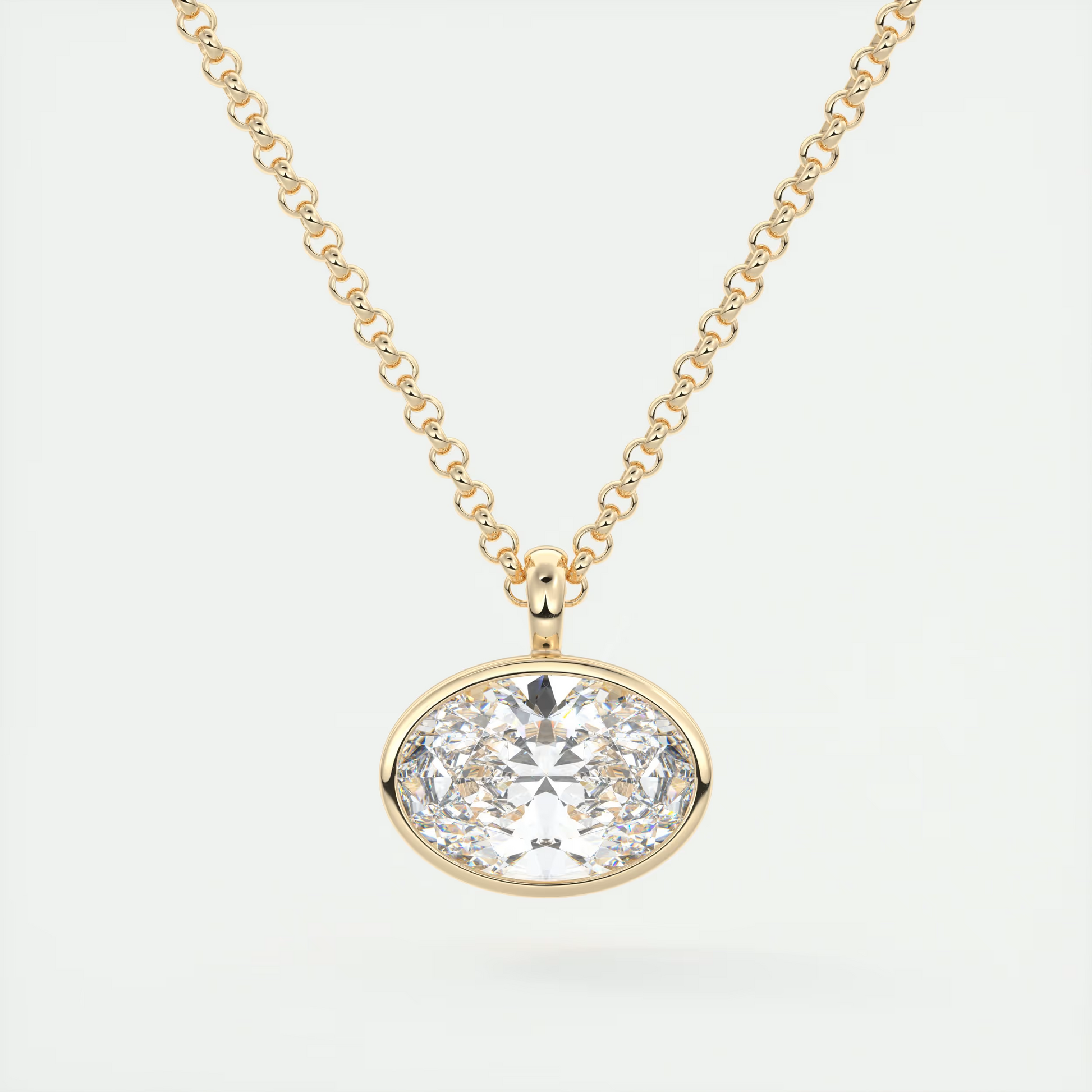 1.5 ct Oval Bezel Set Pendant Necklace
