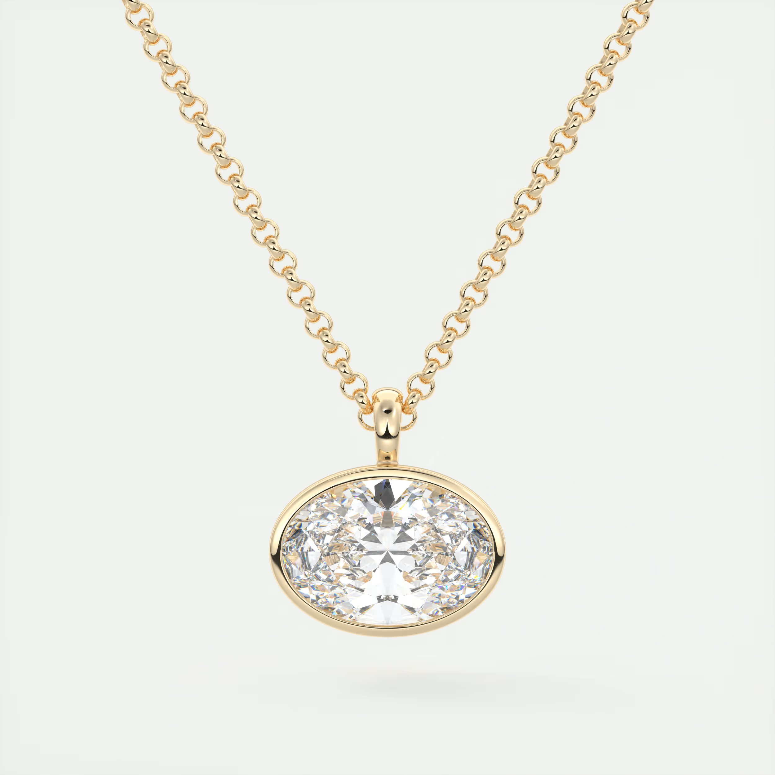 1.5 ct Oval Bezel Set Pendant Necklace