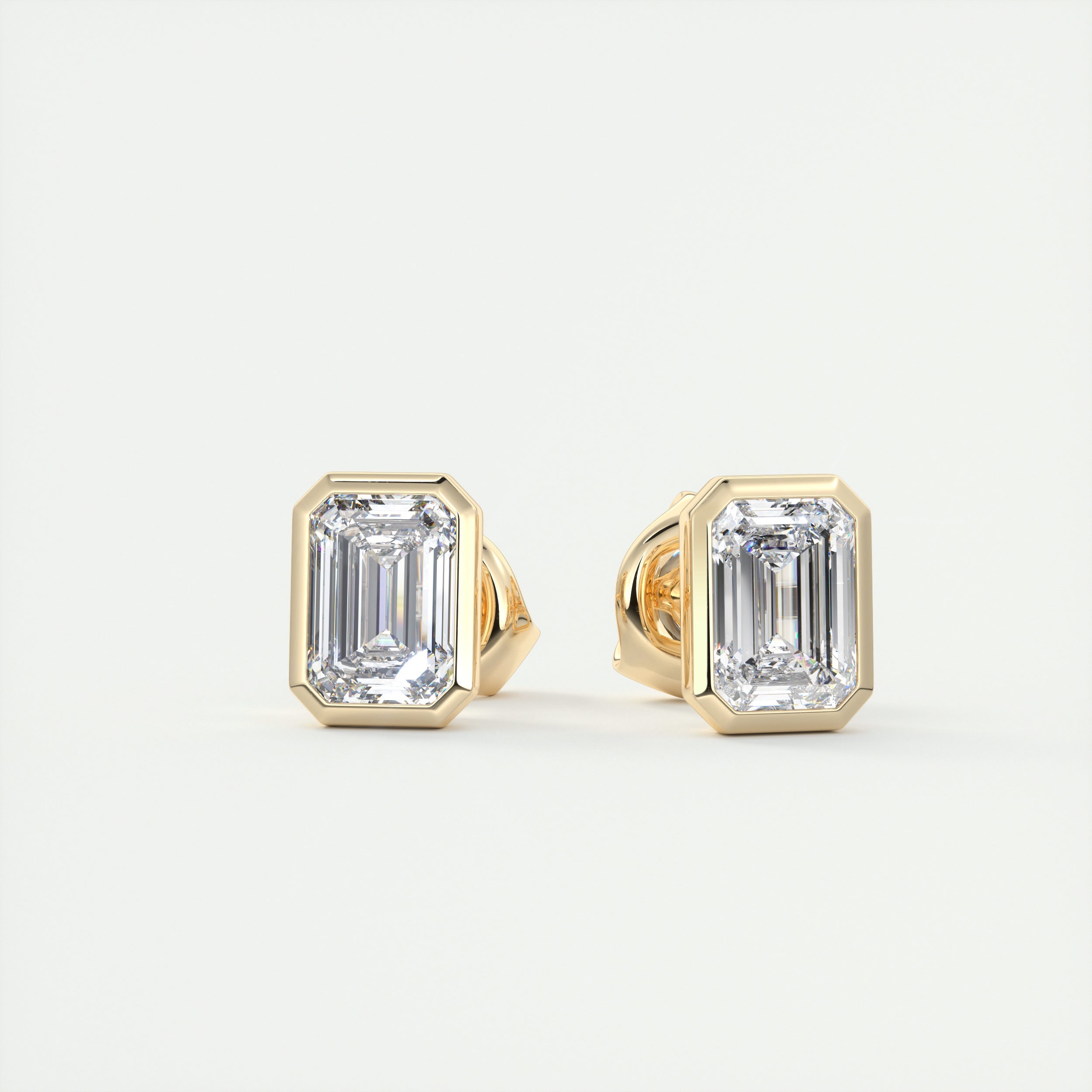 2 ct Emerald Bezel Set Diamond Studs