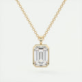 1.5 ct Emerald Bezel Set Pendant Necklace