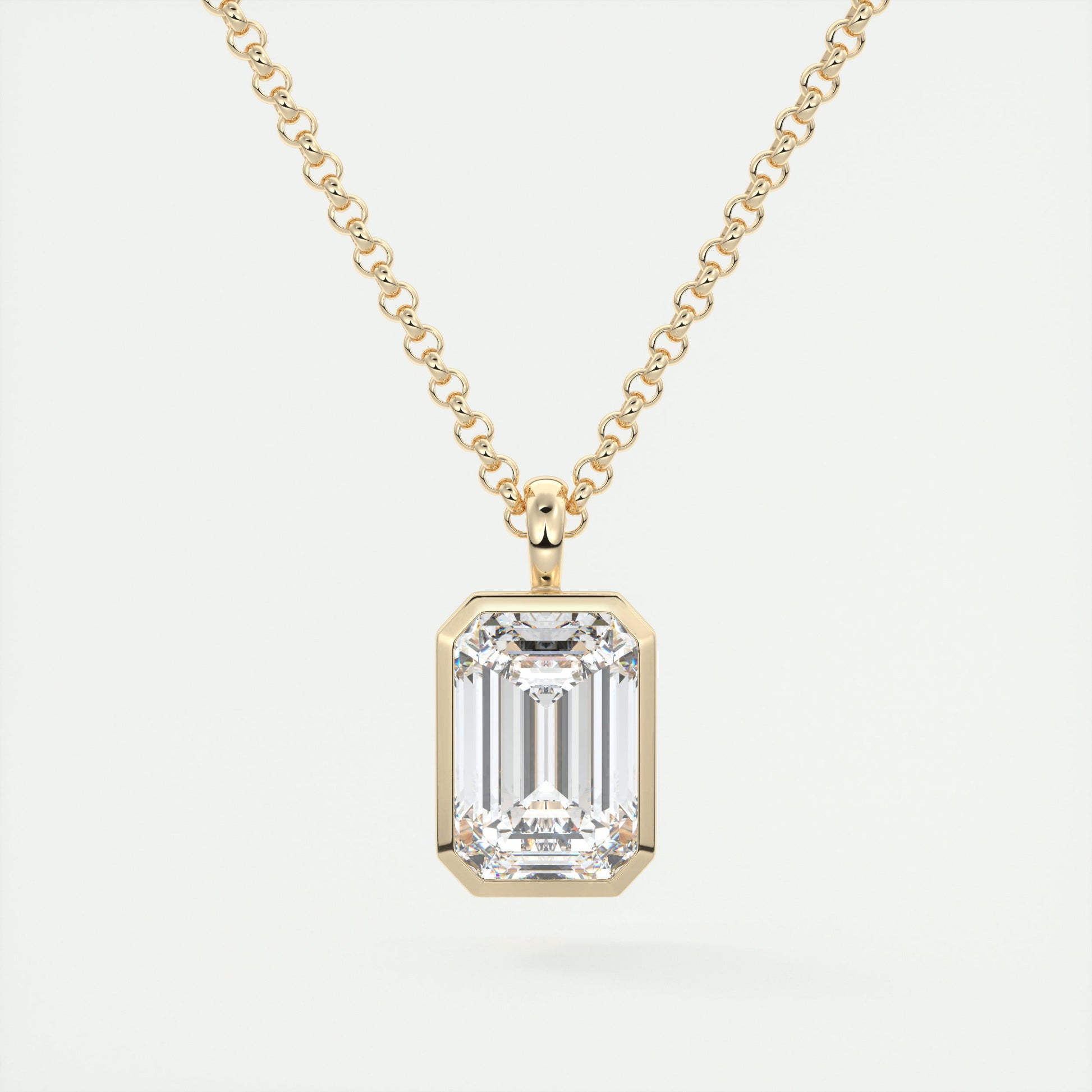 1.5 ct Emerald Bezel Set Pendant Necklace