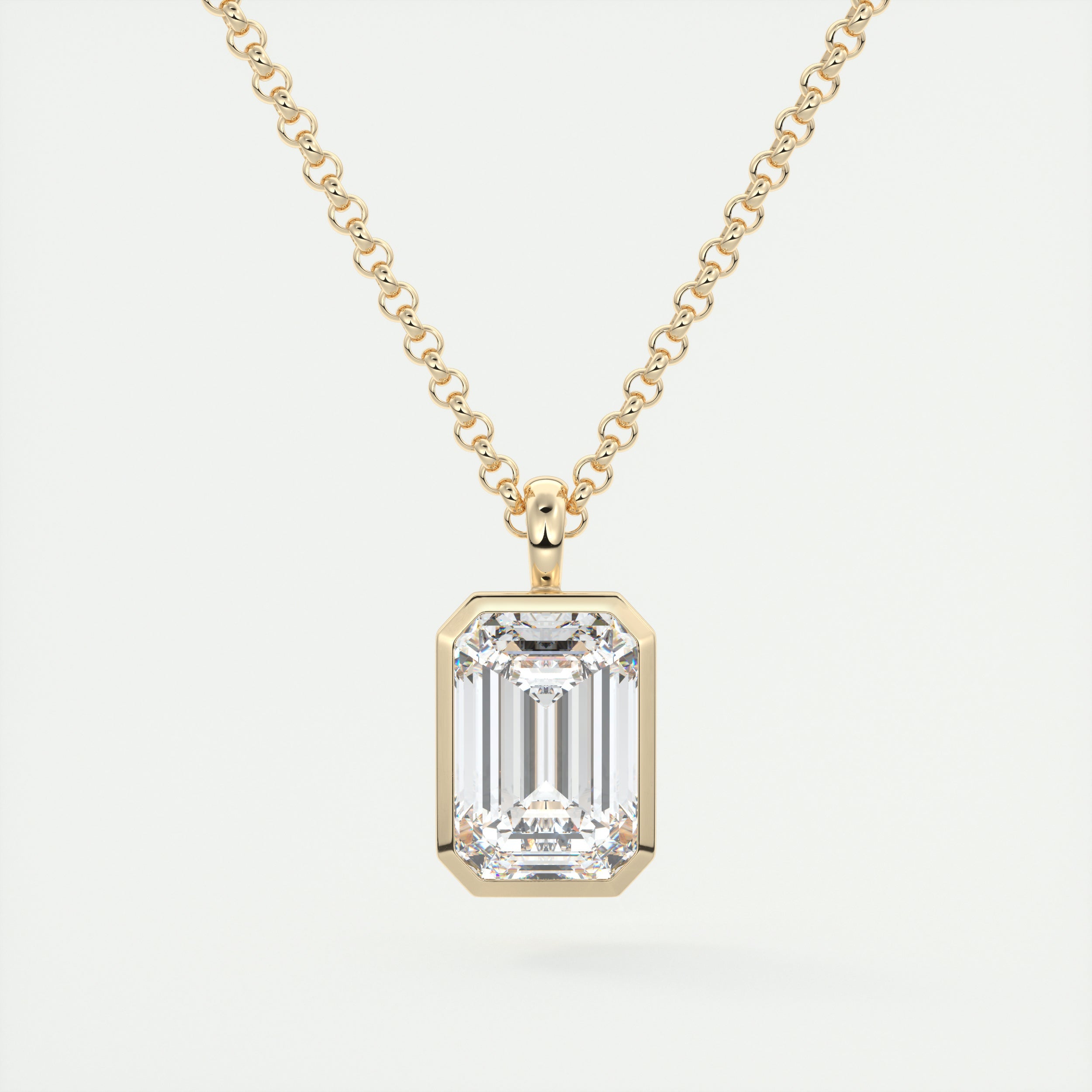 1.5 ct Emerald Bezel Set Pendant Necklace