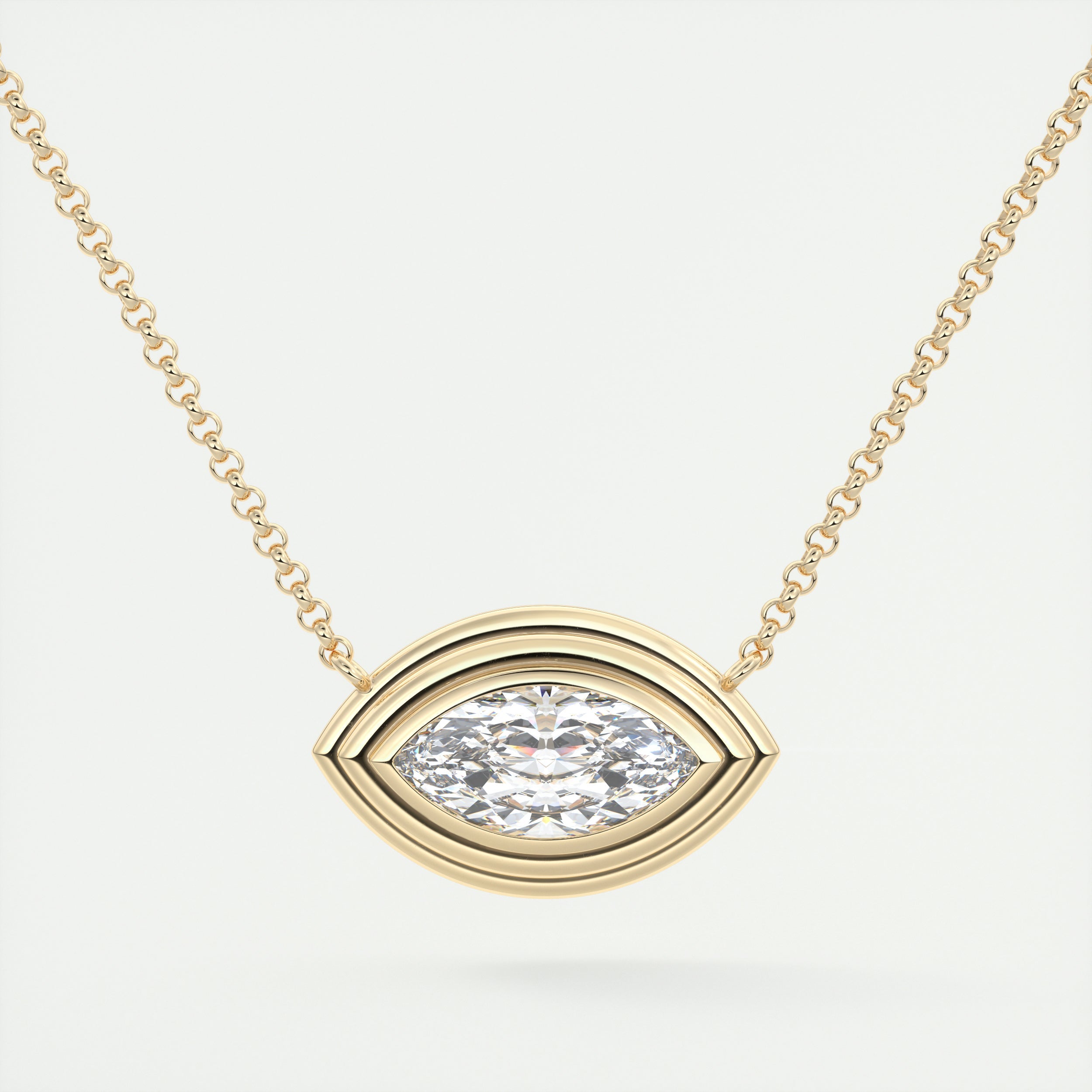 1.5 ct Marquise Bezel Set Pendant Necklace