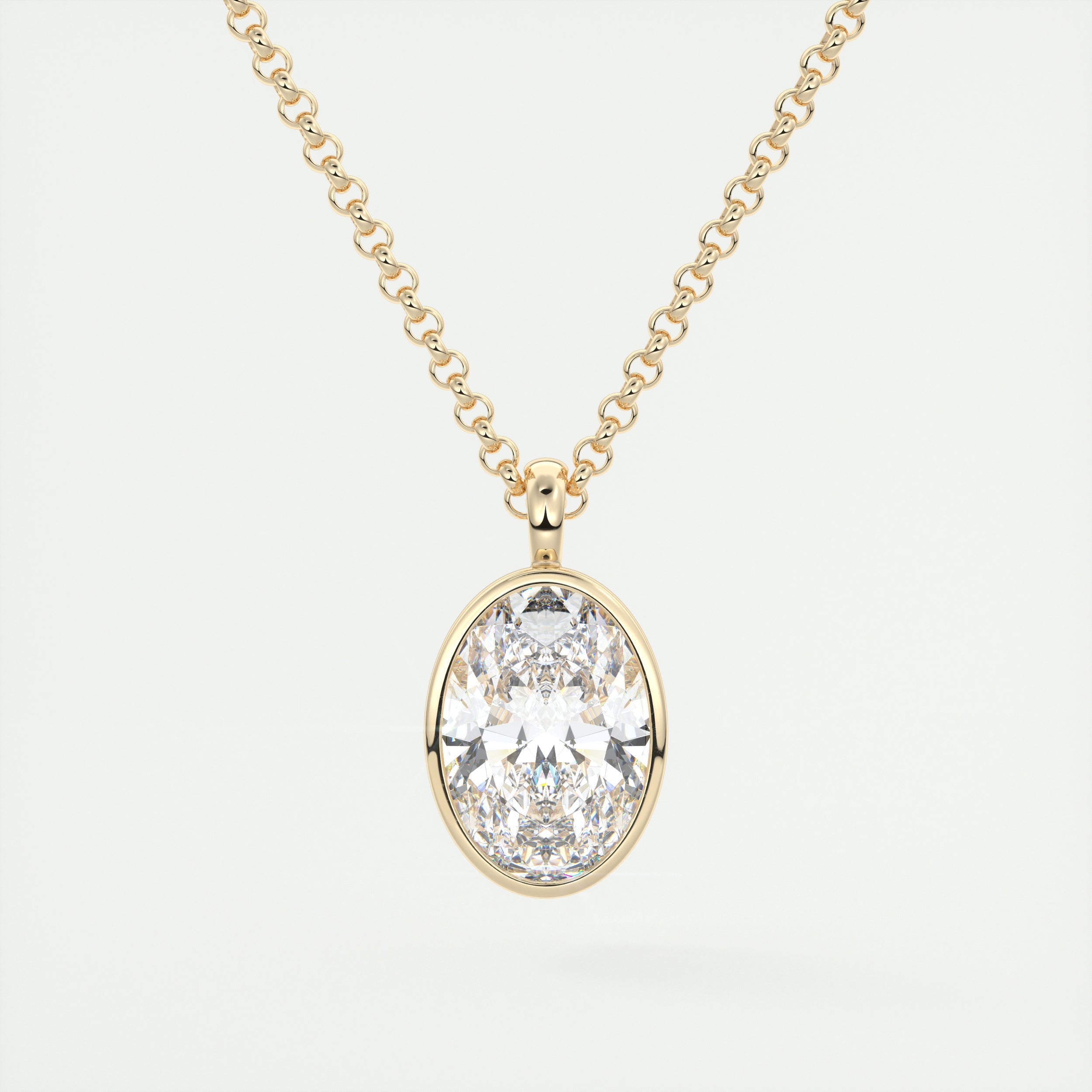 1.5 ct Oval Bezel Set Pendant Necklace