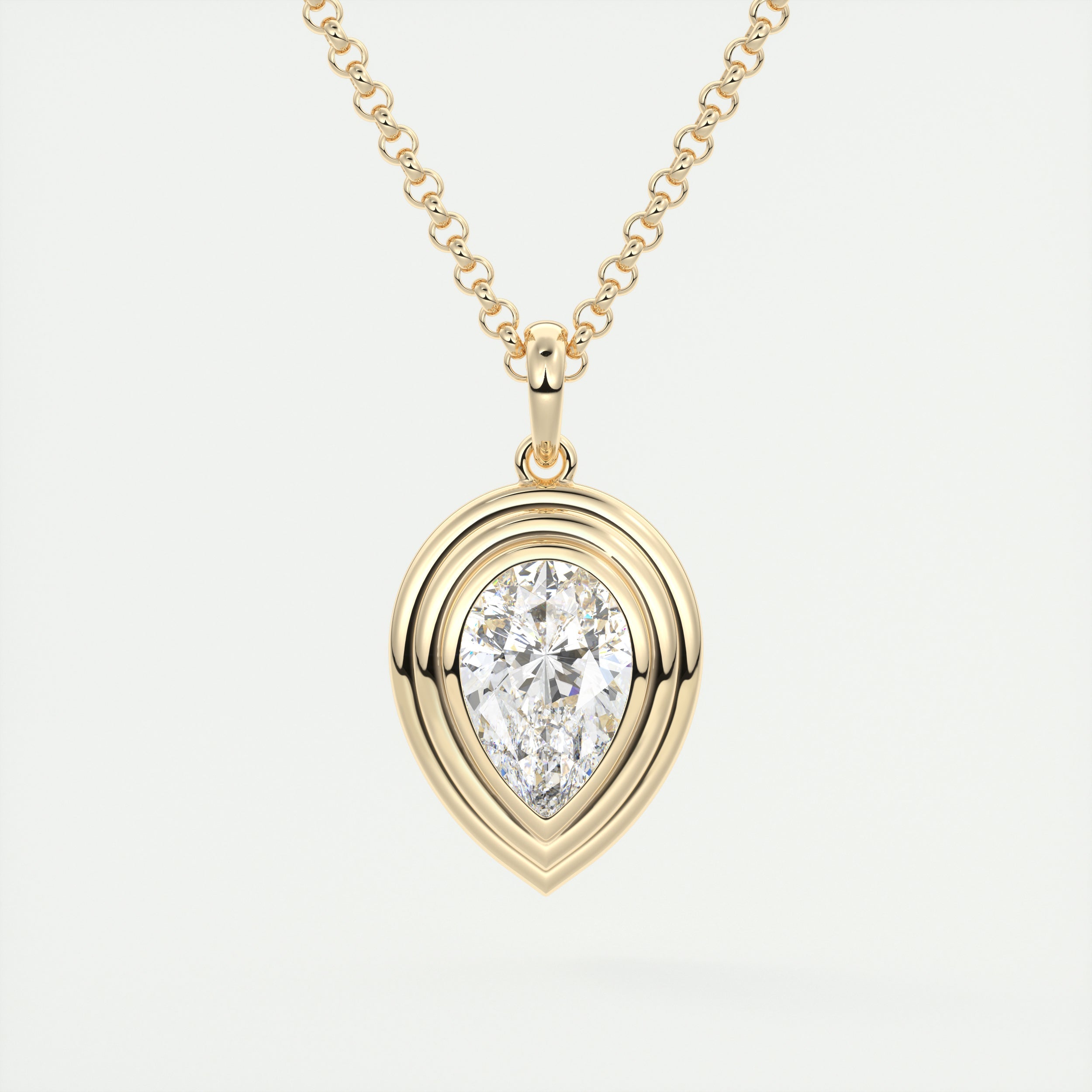 1.5 ct Pear Bezel Set Pendant Necklace