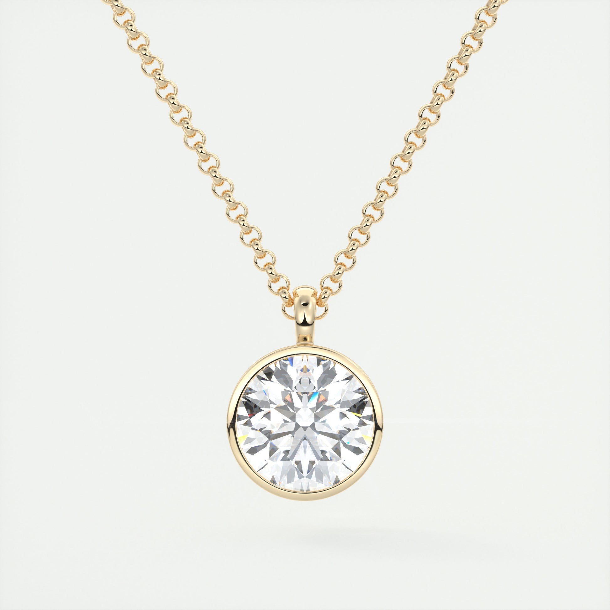 1.5 ct Round Bezel Set Pendant Necklace
