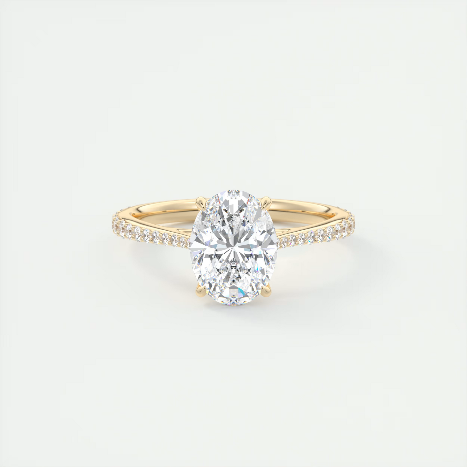 2 Carat Floral Oval Cathedral Solitaire