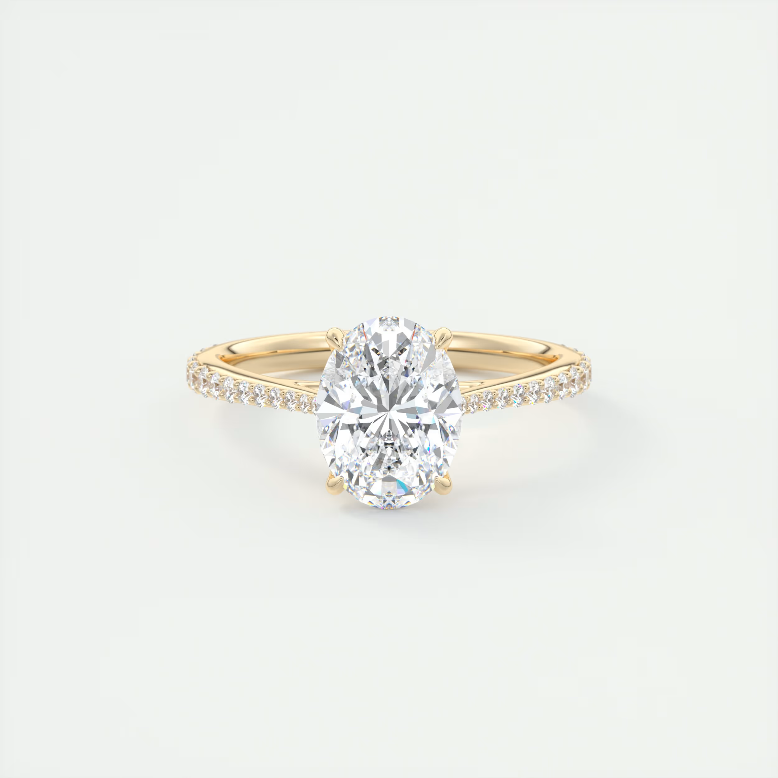 2 Carat Floral Oval Cathedral Solitaire