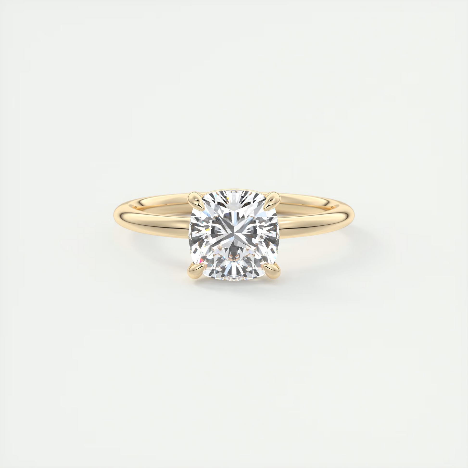 2 Carat Cushion Flush Stacking Low Profile Solitaire