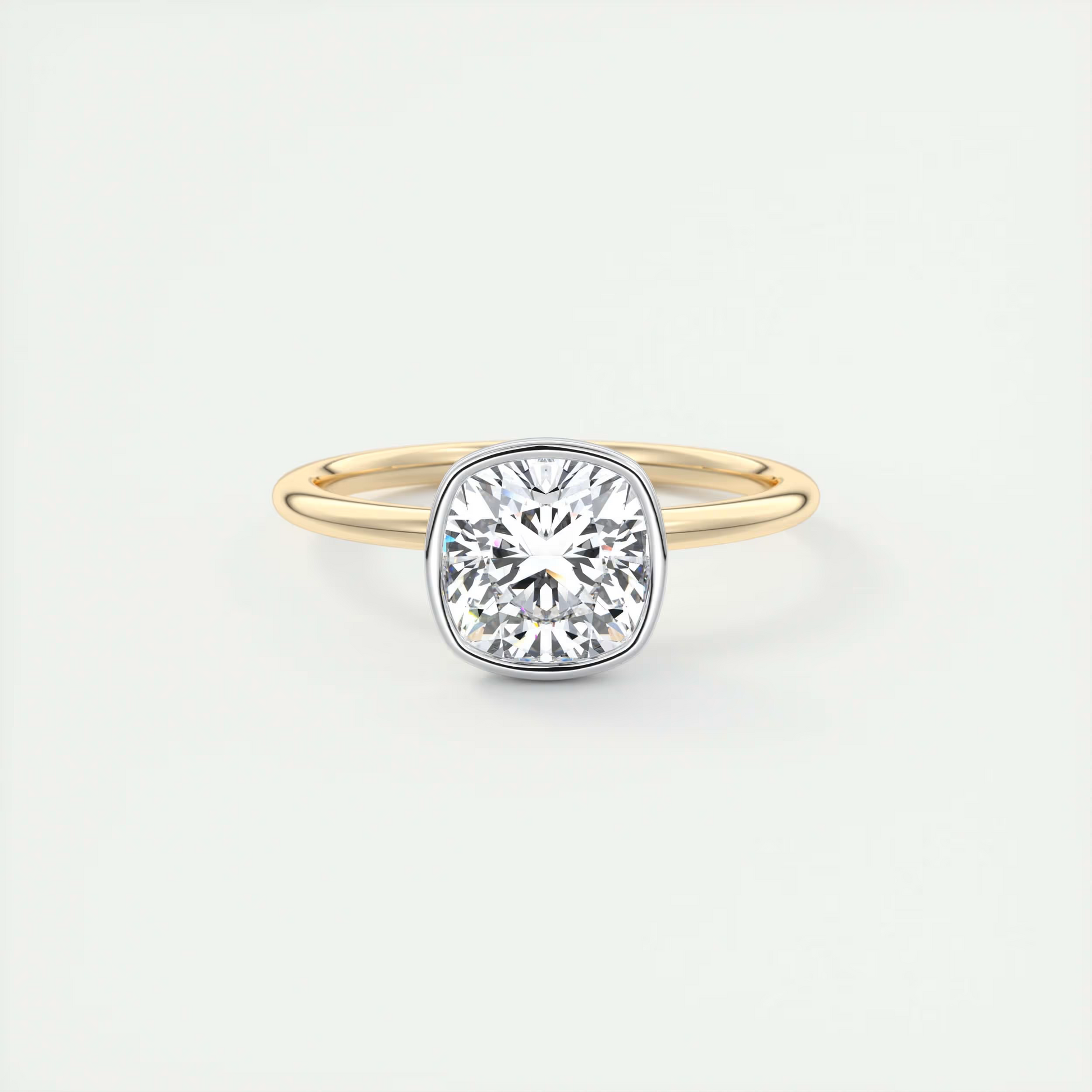 2 Carat Cushion Bezel Set Solitaire