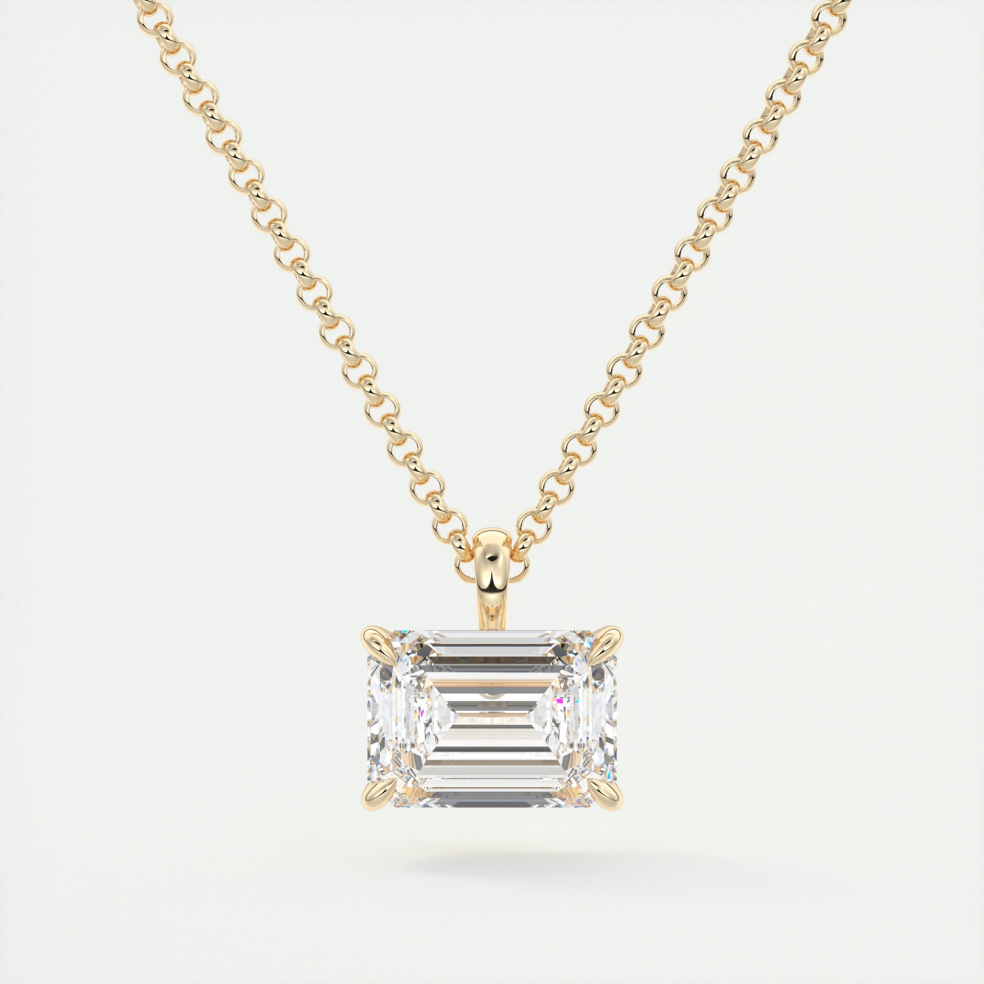1.5 ct Emerald Prong Set Pendant Necklace