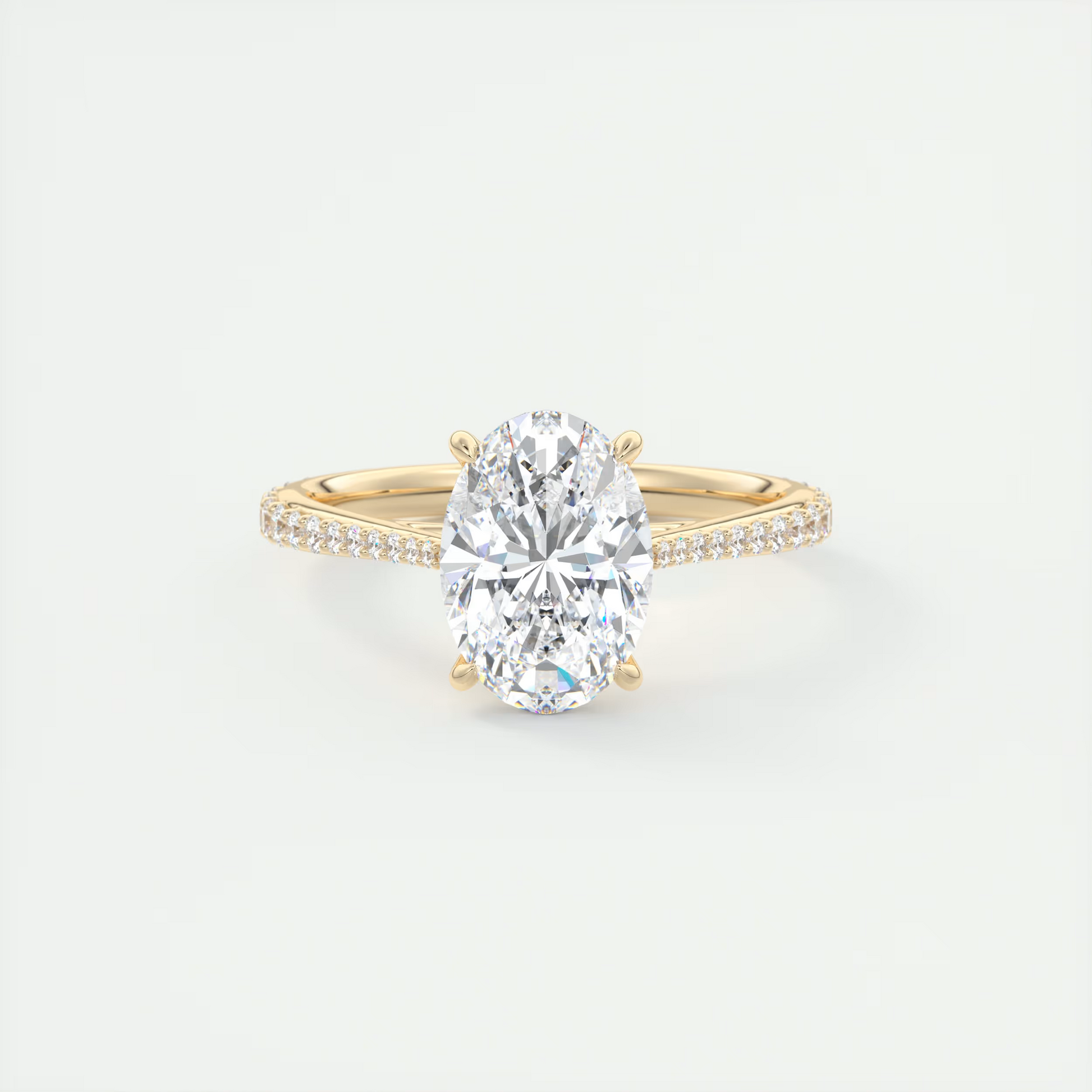 2carat oval Solitaire Cathedral Pavé Setting