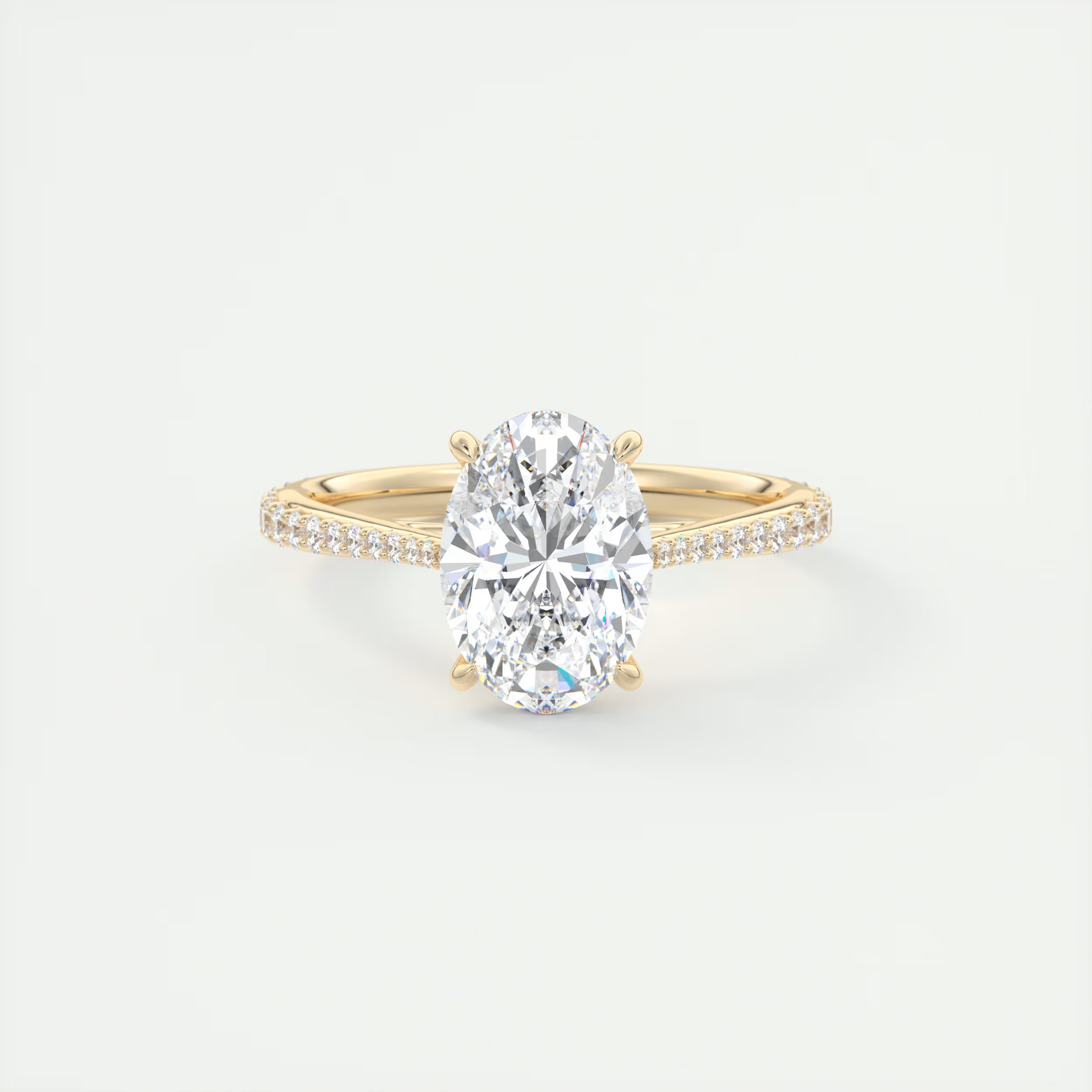 2carat oval Solitaire Cathedral Pavé Setting