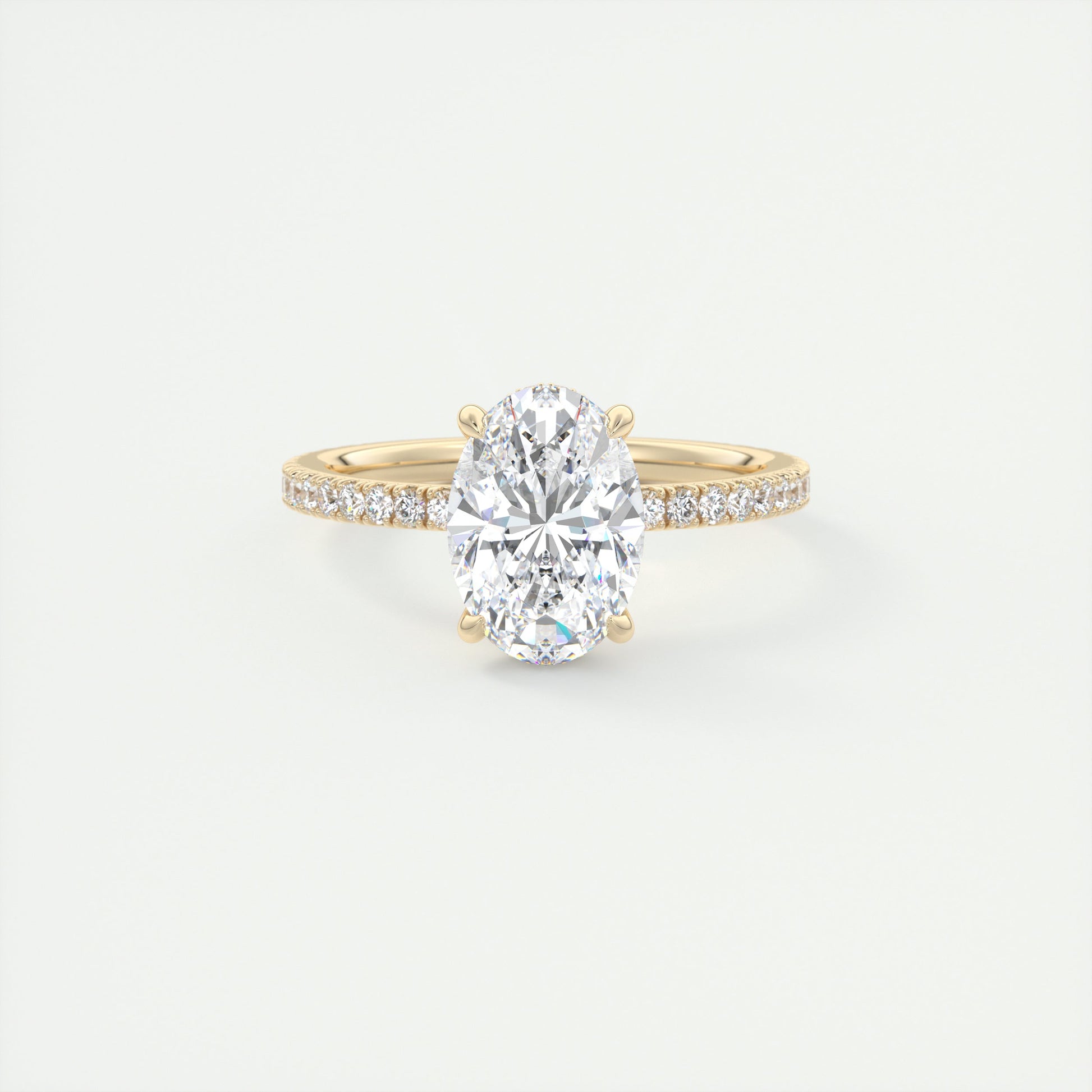 Cncircled 2 Carat Oval Hidden Halo Pavé Setting