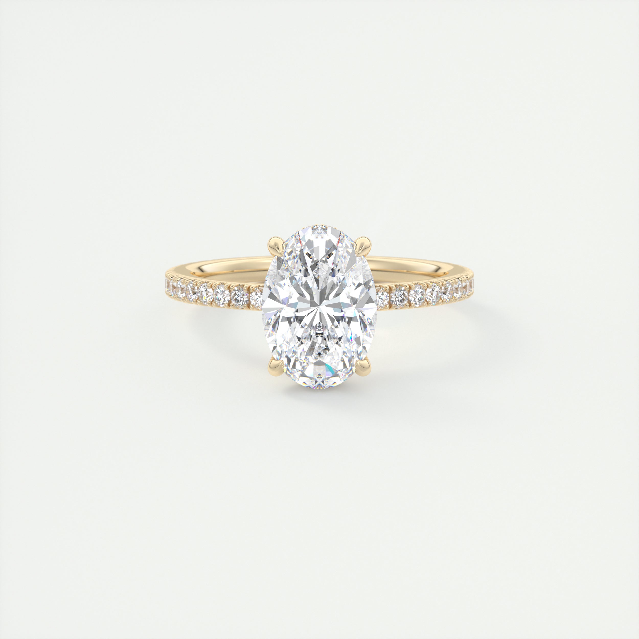 Cncircled 2 Carat Oval Hidden Halo Pavé Setting