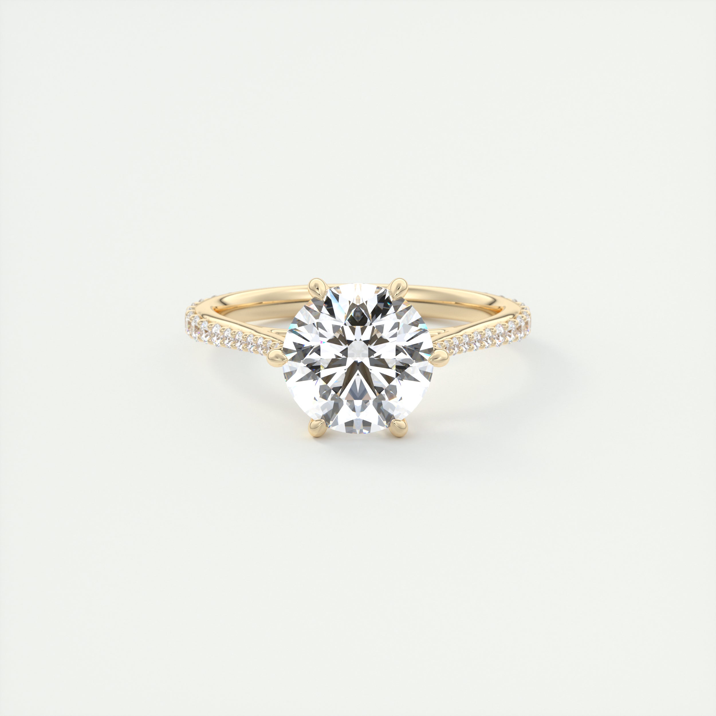 2 Carat Round Solitaire Cathedral Pavé Setting