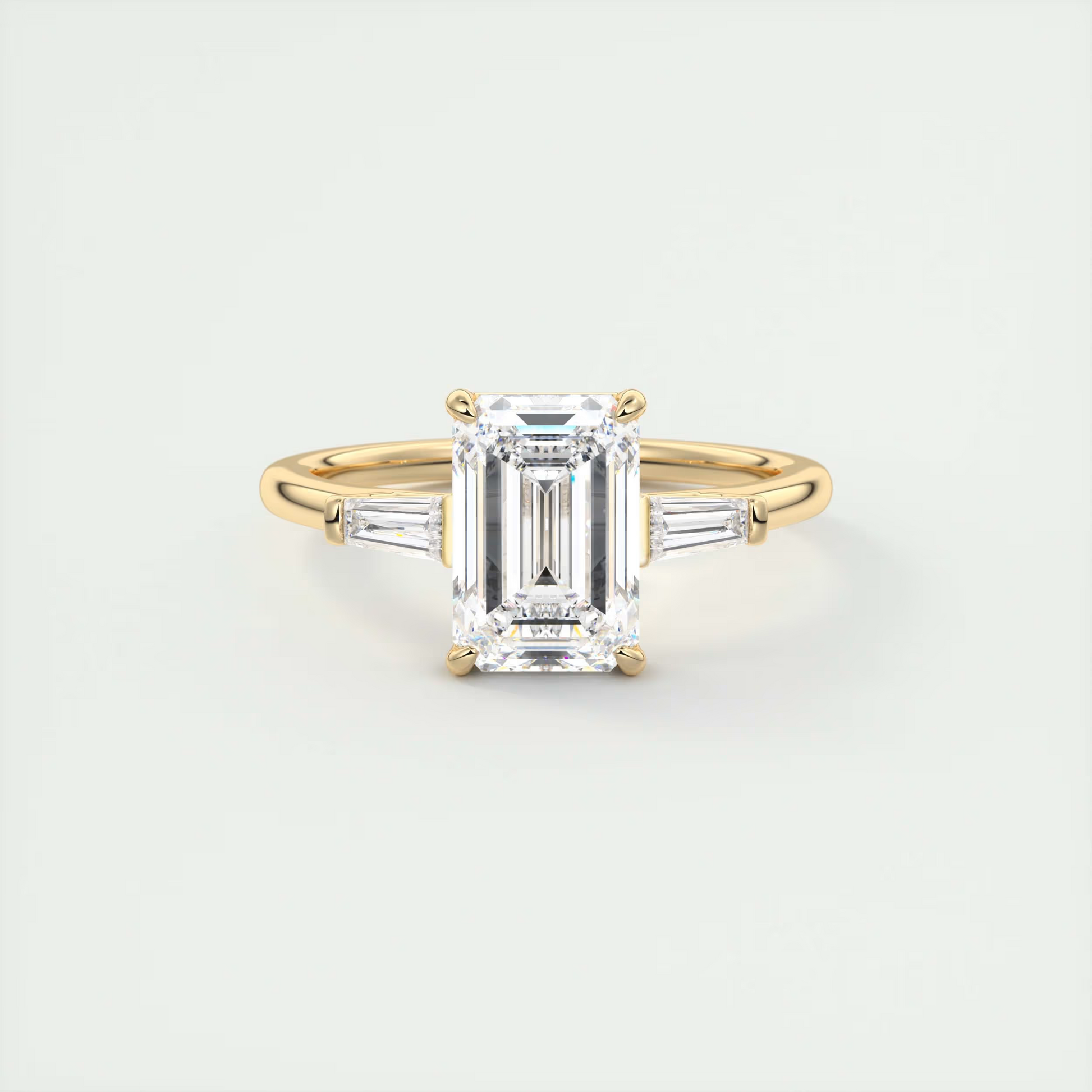 Precision 2 Carat Emerald Flush Stacking Three-Stone Engagement Ring