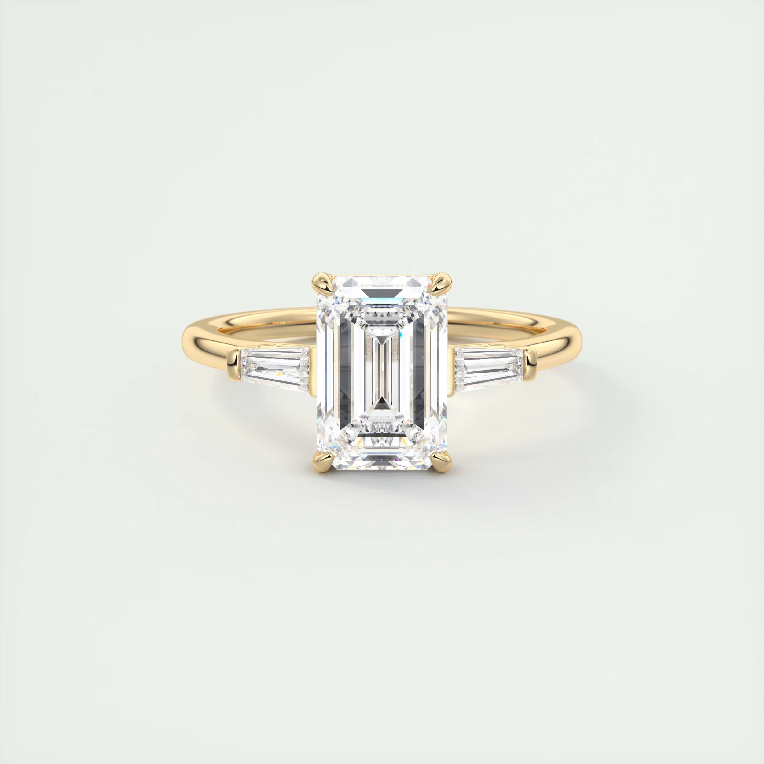 Precision 2 Carat Emerald Flush Stacking Three-Stone Engagement Ring