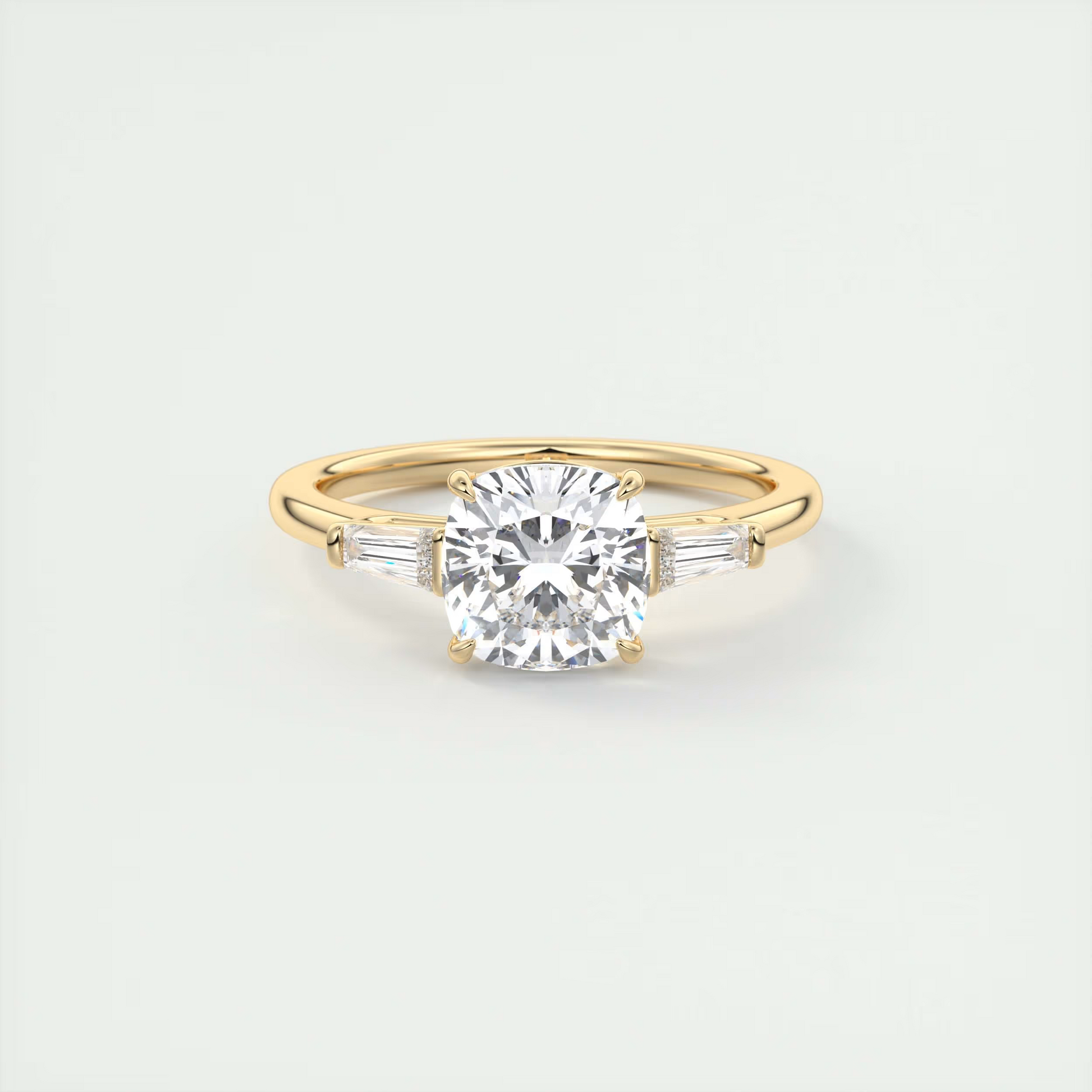 Sleek 2 Carat Cushion Flush Stacking Three-Stone Engagement Ring