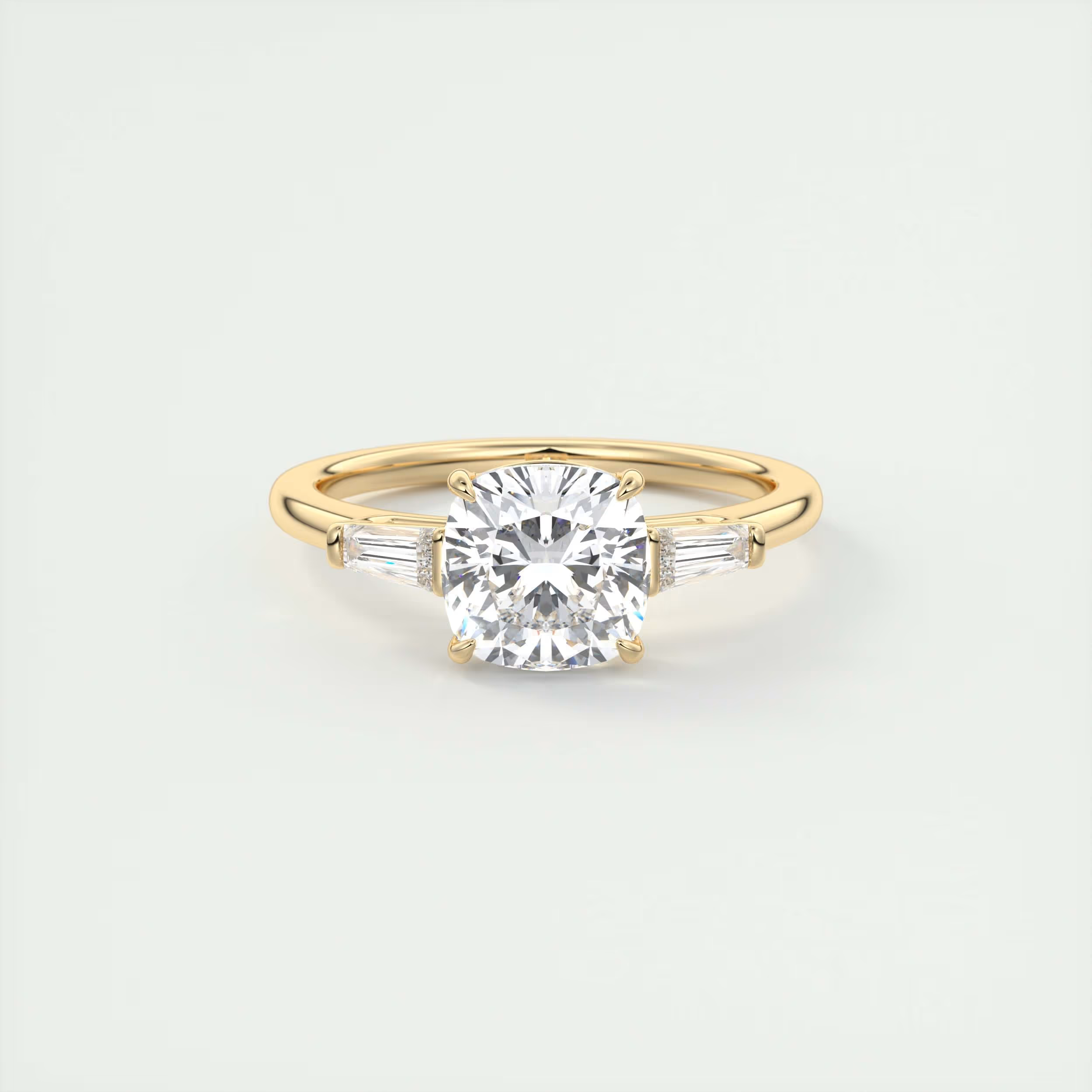 Sleek 2 Carat Cushion Flush Stacking Three-Stone Engagement Ring