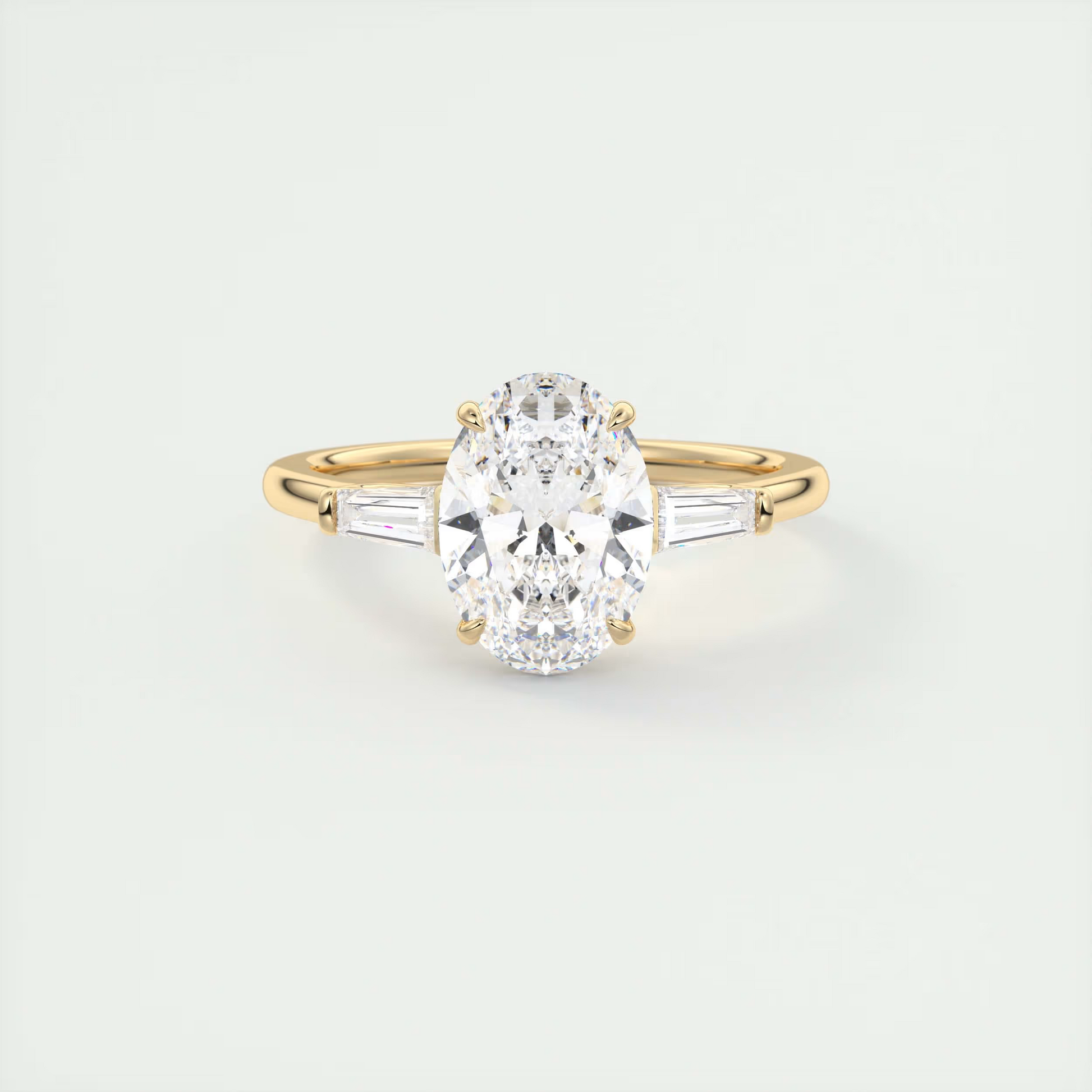 Sparkle 2 Carat Oval Flush Stacking Three-Stone Engagement Ring