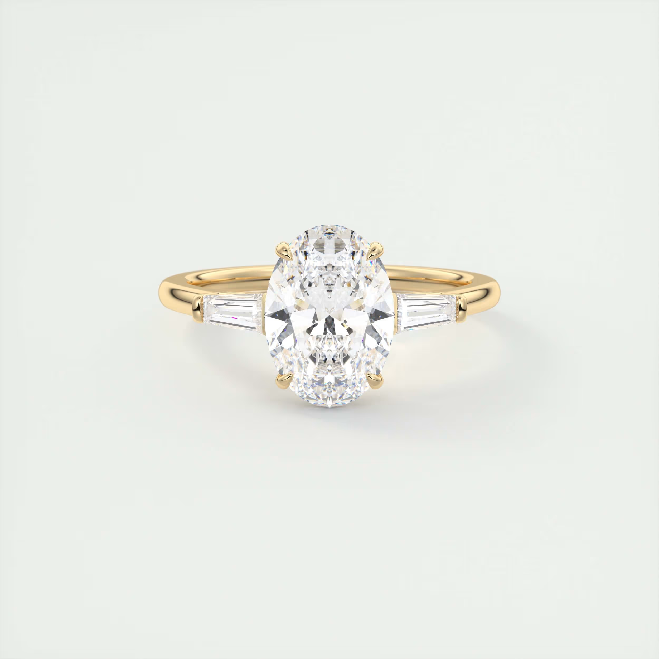 Sparkle 2 Carat Oval Flush Stacking Three-Stone Engagement Ring