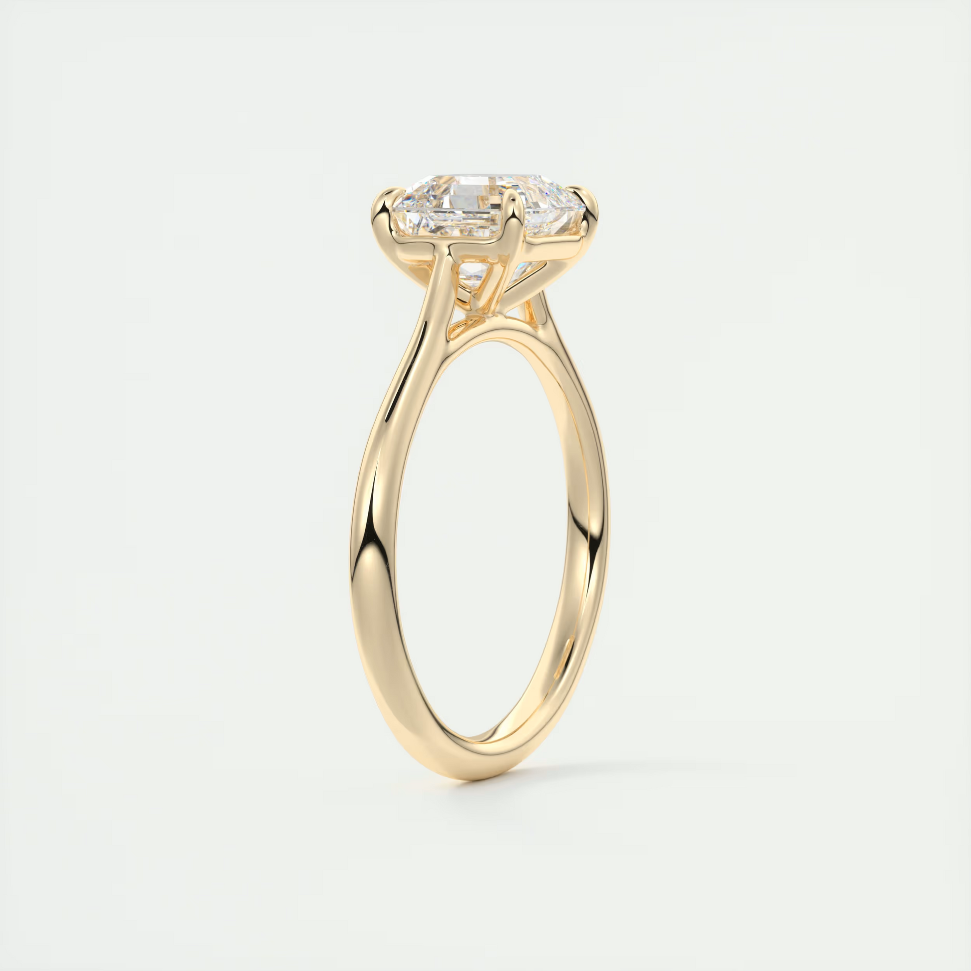 2 Carat Asscher Flush Set Stacking Solitaire (1.8mm Band)