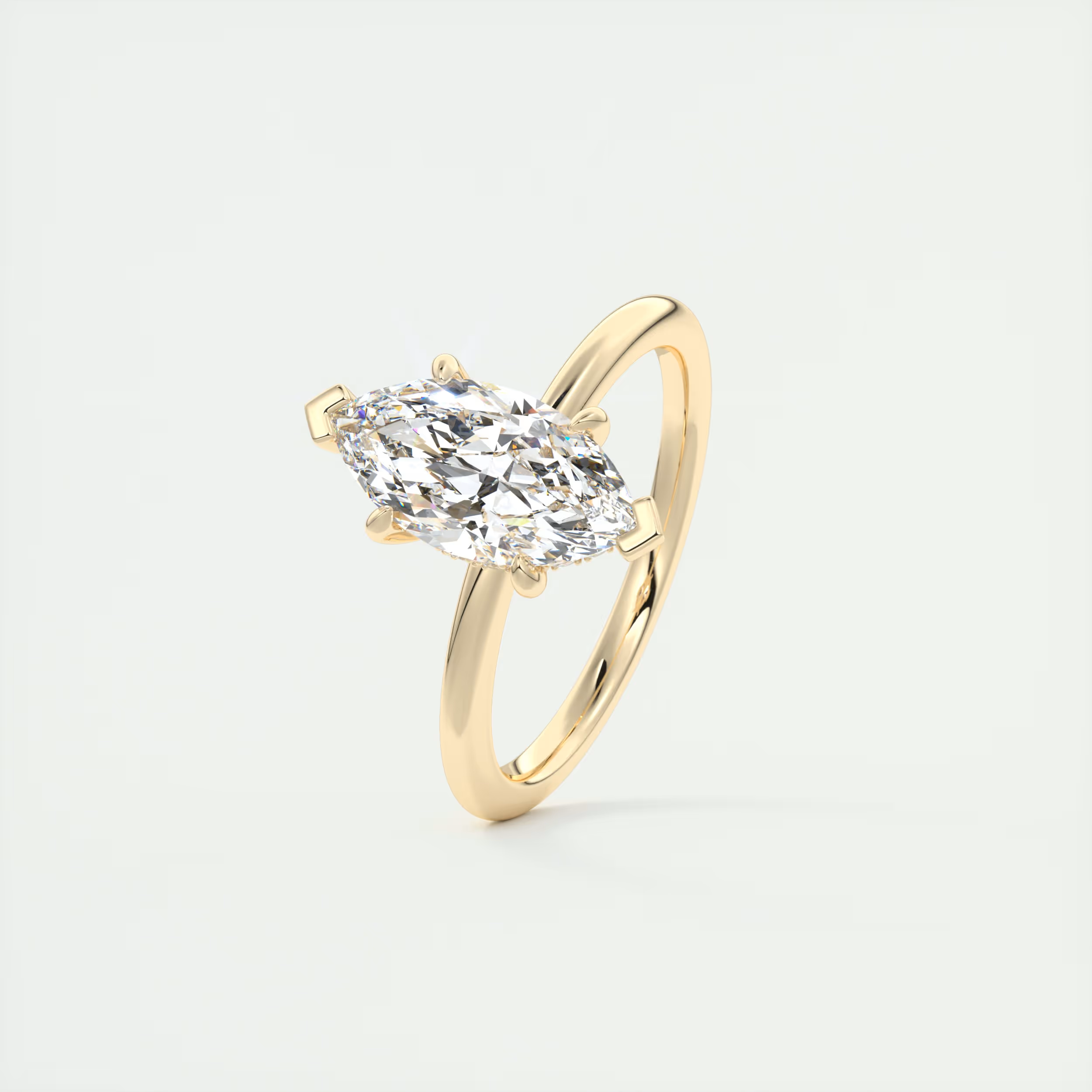 Subtle 2 Carat Marquise Hidden Halo Pavé Setting