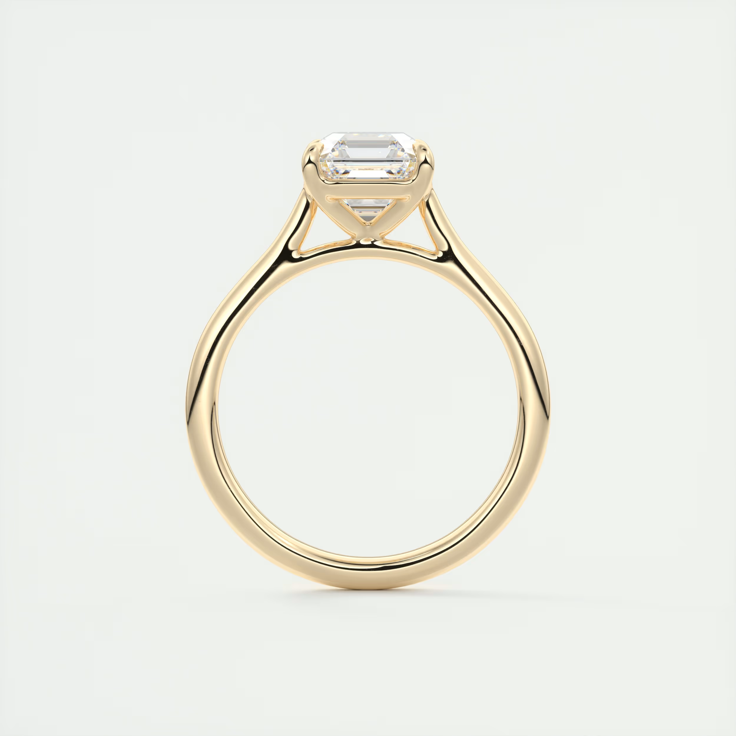 2 Carat Asscher Flush Set Stacking Solitaire (1.8mm Band)