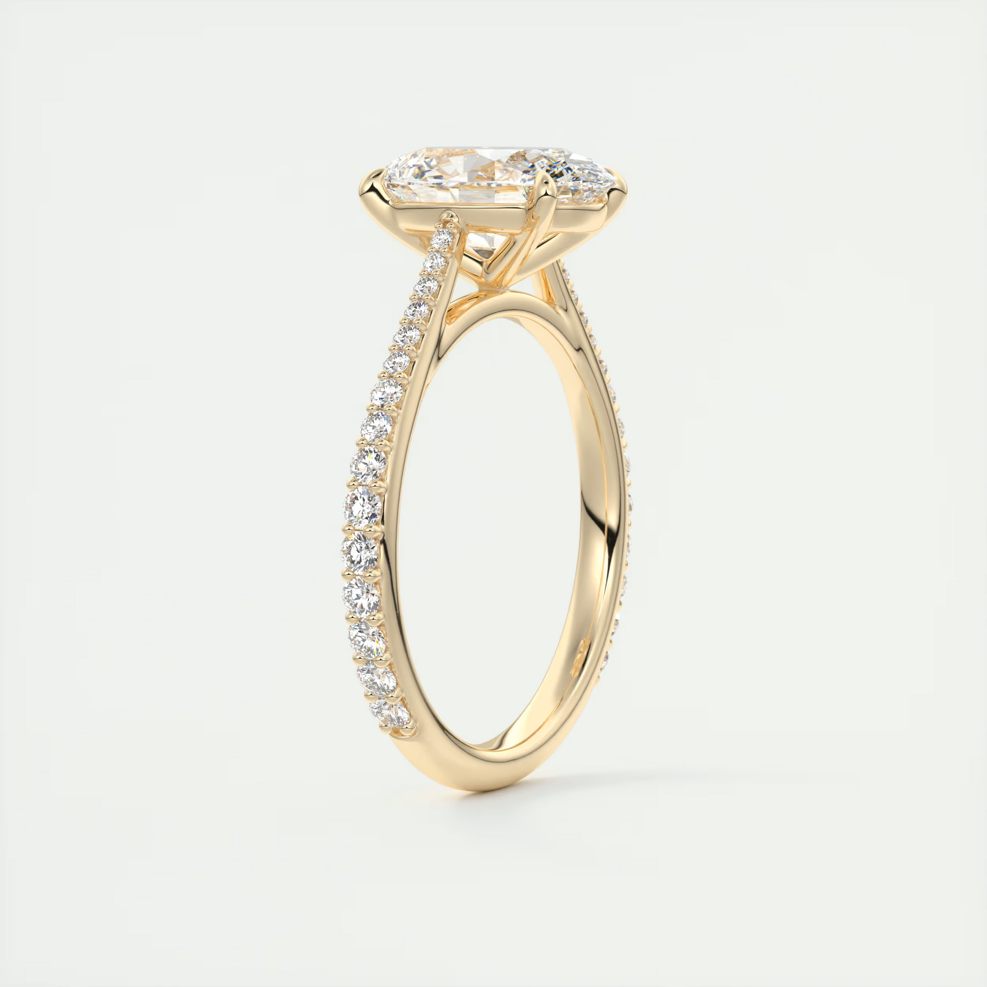 2carat oval Solitaire Cathedral Pavé Setting