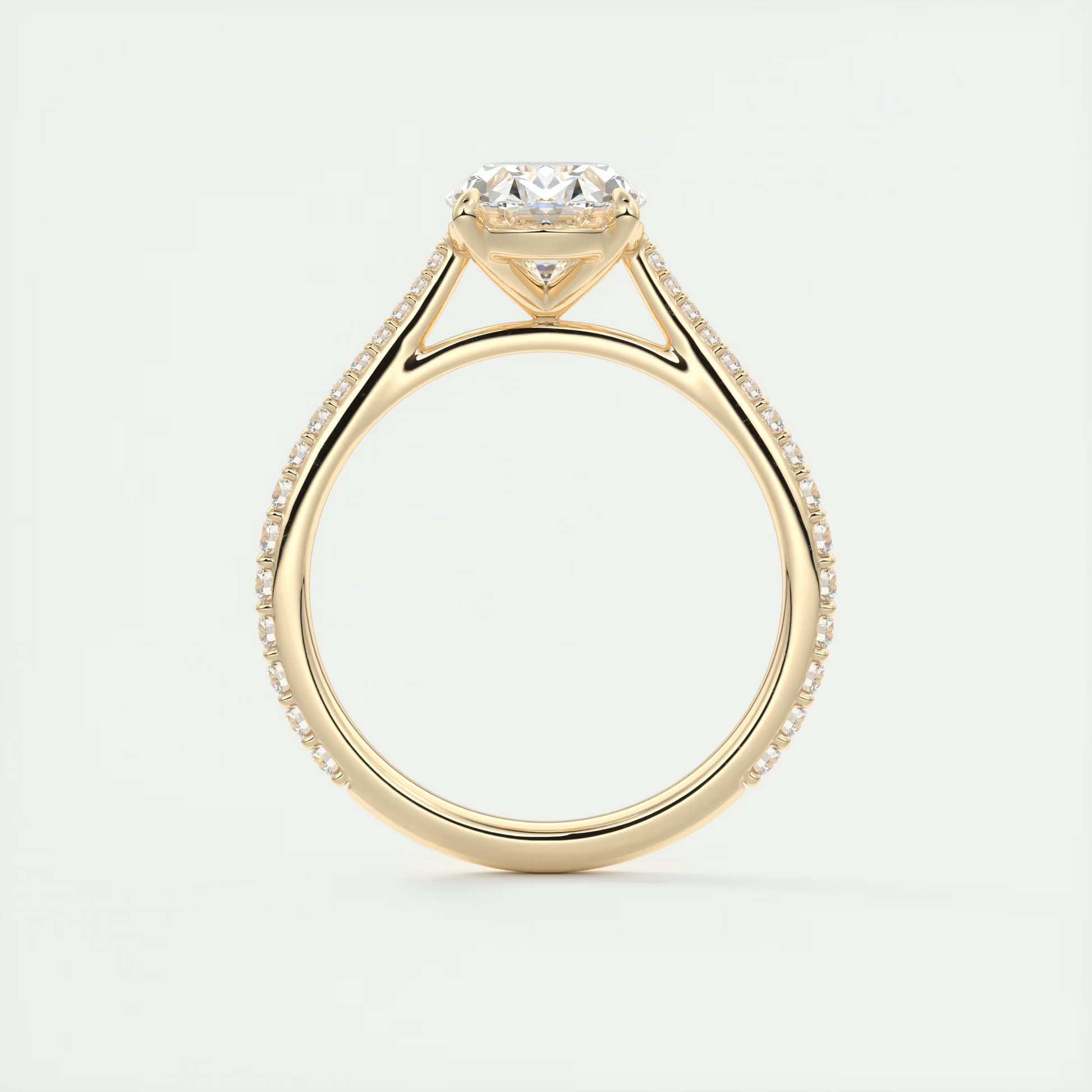 2carat oval Solitaire Cathedral Pavé Setting
