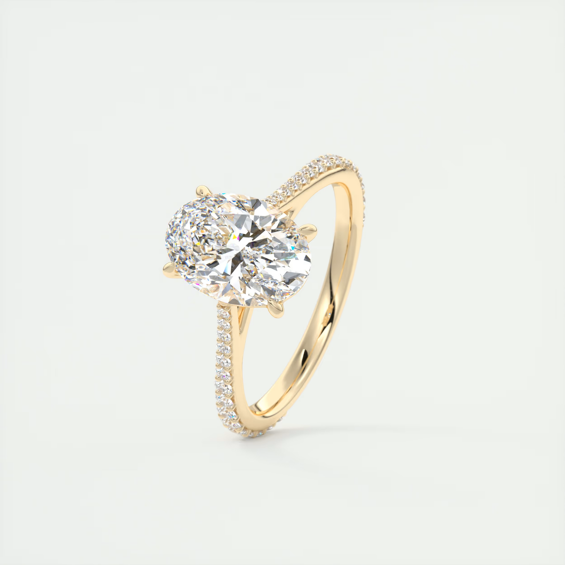2carat oval Solitaire Cathedral Pavé Setting
