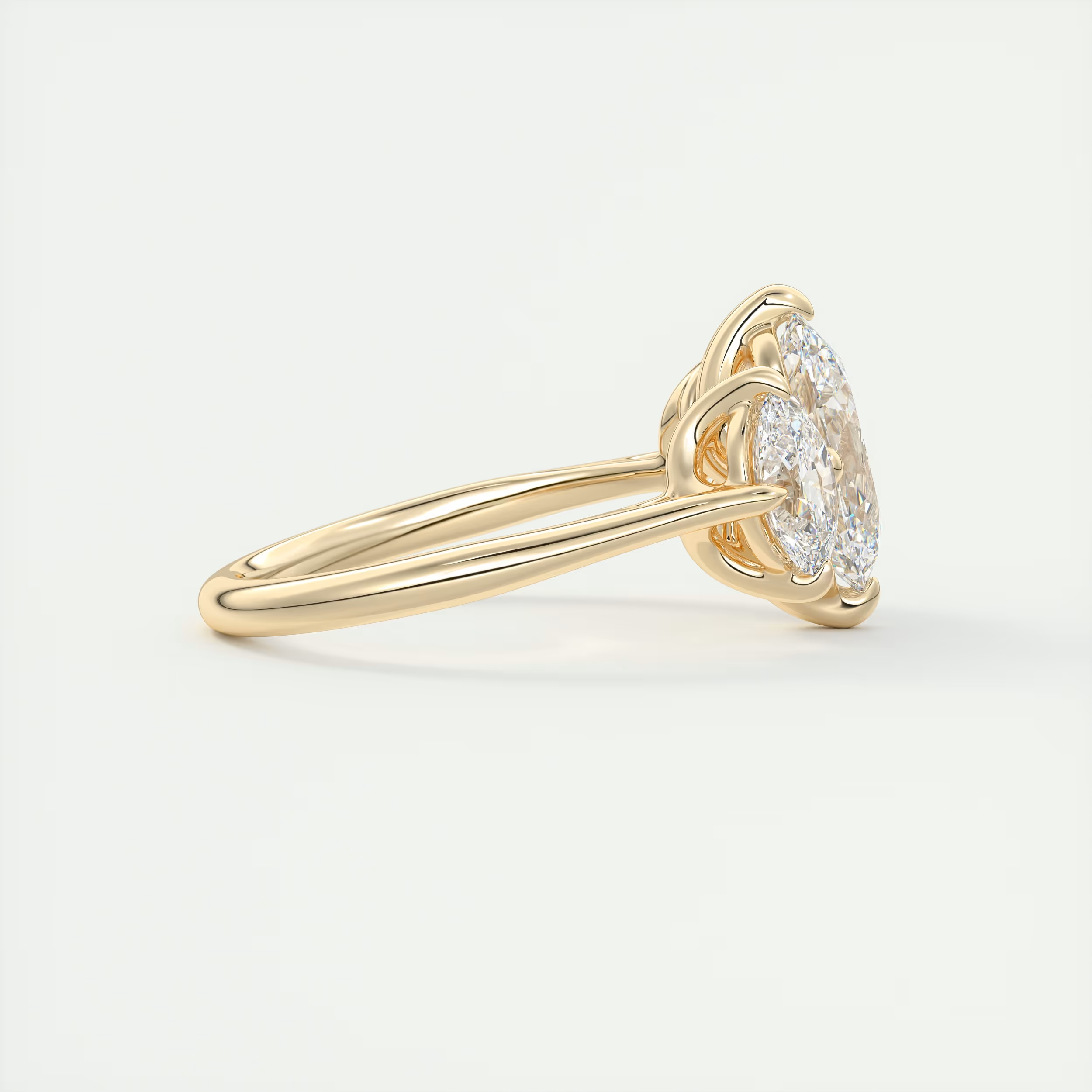 Smooth 2 Carat Oval Flush Stacking Oval Three-Stone Engagement Ring