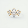 Smooth 2 Carat Oval Flush Stacking Oval Three-Stone Engagement Ring