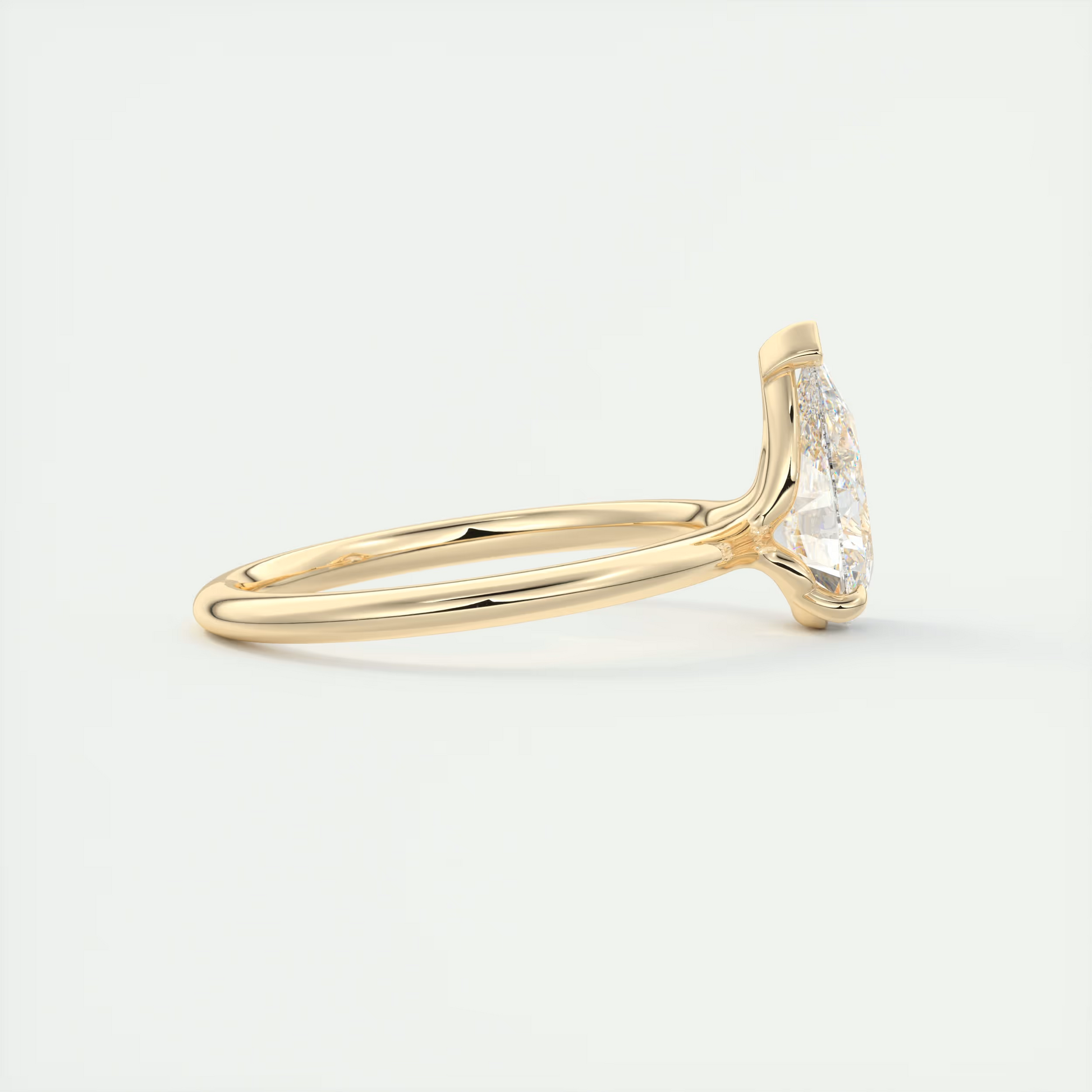 2 Carat Flush Pear Stacking Low Profile Solitaire