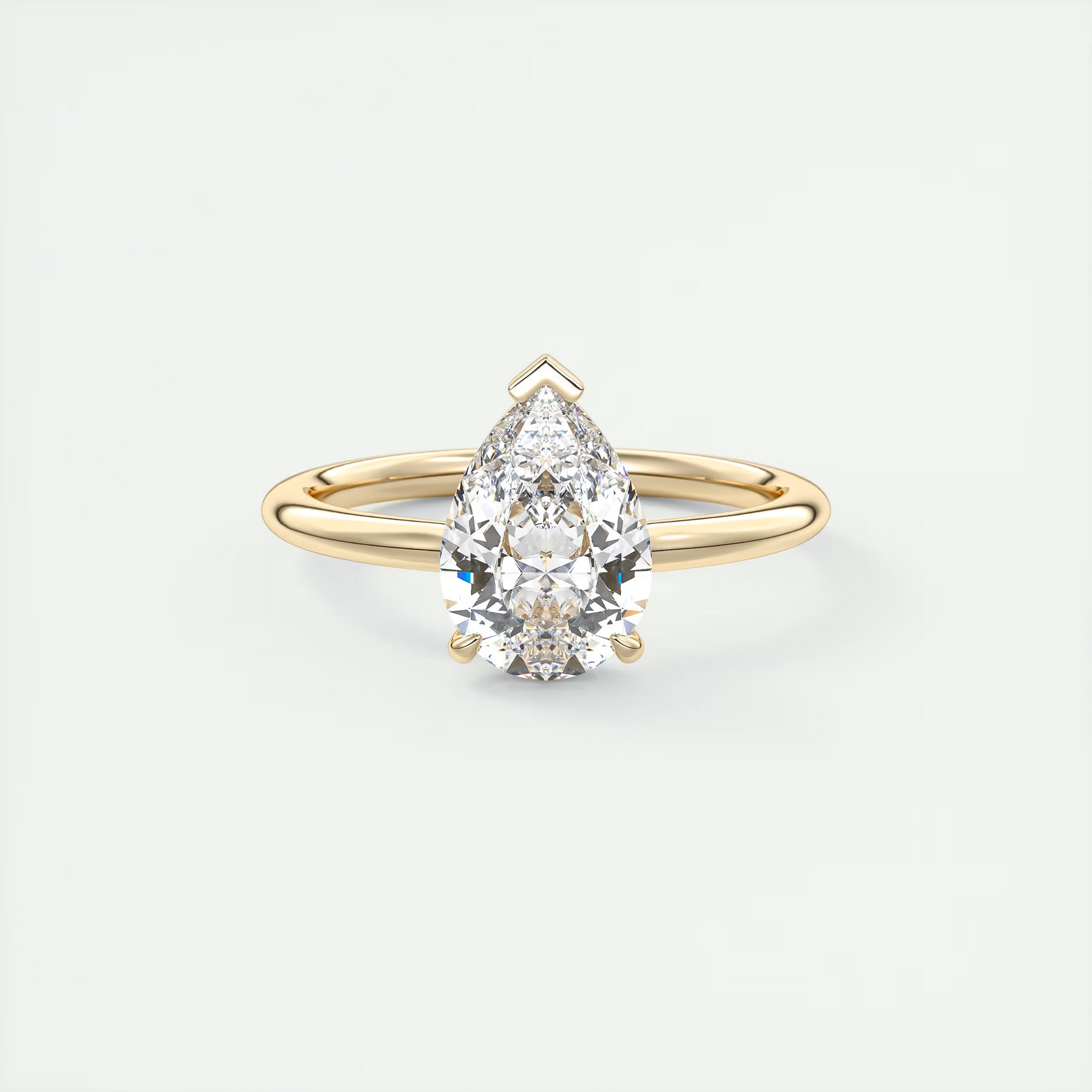 2 Carat Flush Pear Stacking Low Profile Solitaire