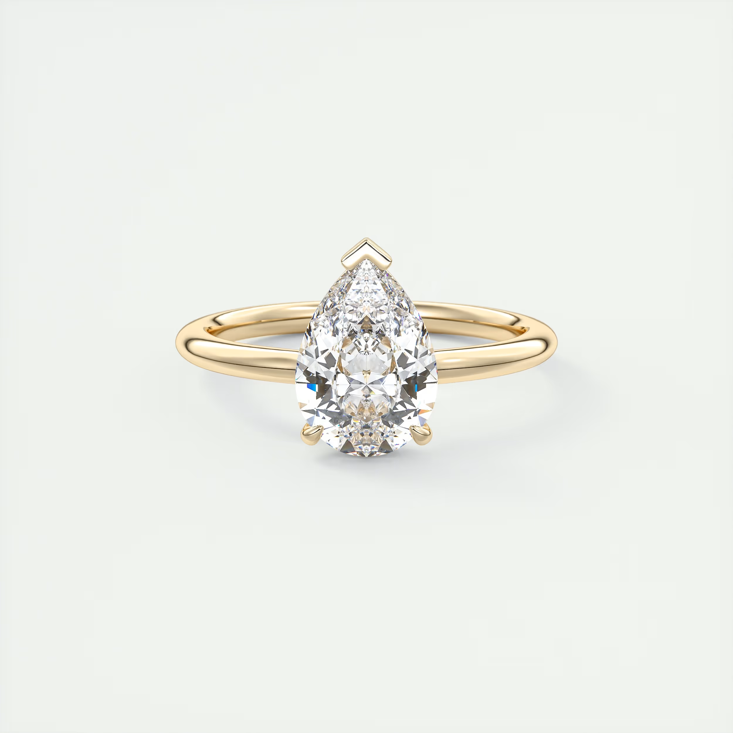 2 Carat Flush Pear Stacking Low Profile Solitaire