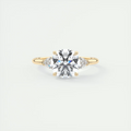 Sculpted 2 Carat Round & Pear Plunge Three-Stone Engagement Ring