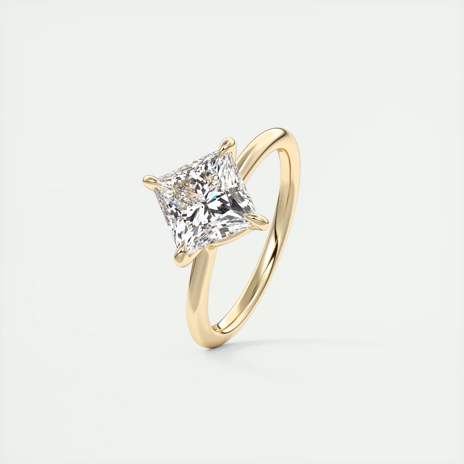 2 Carat Princess Flush Stacking Low Profile Solitaire