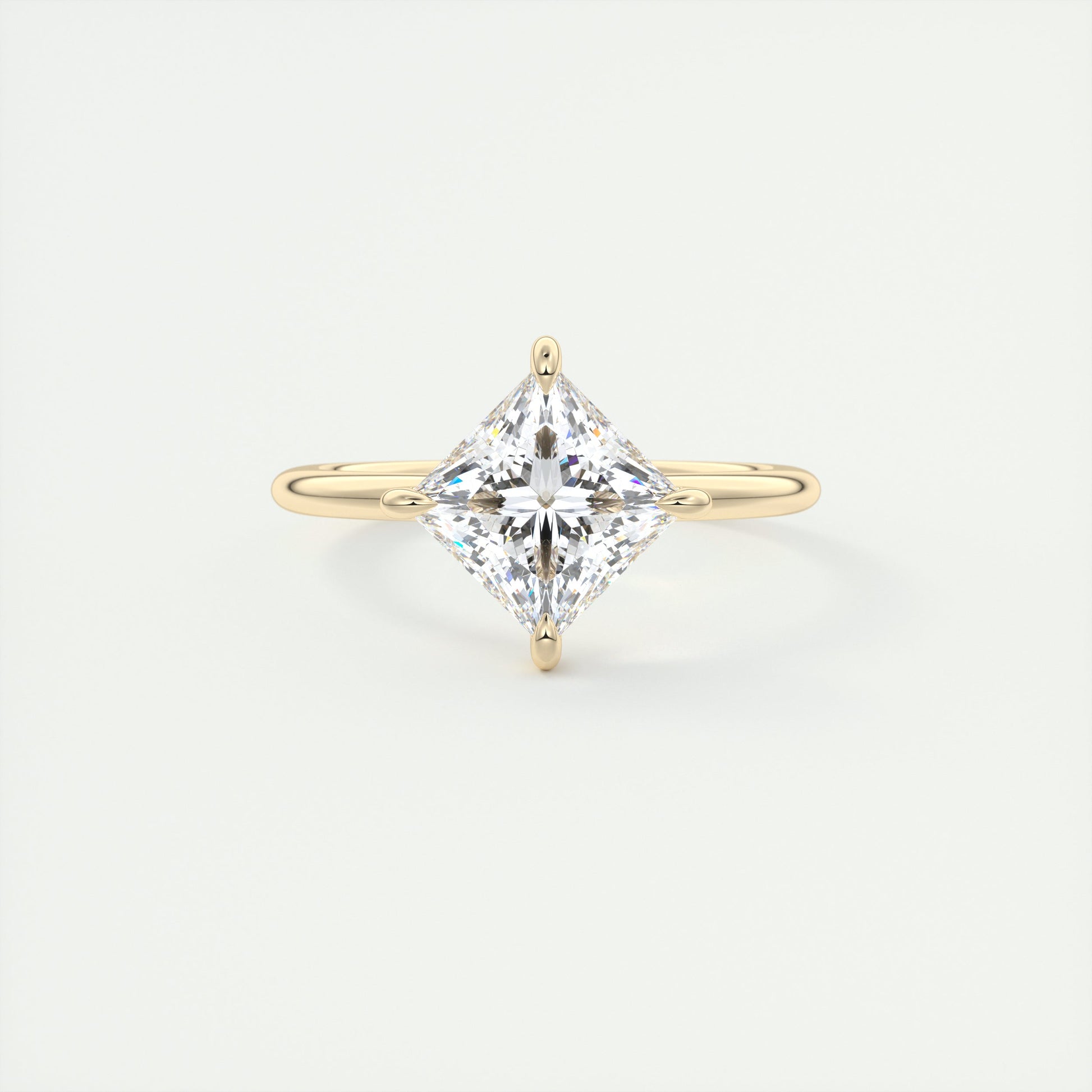2 Carat Princess Flush Stacking Low Profile Solitaire