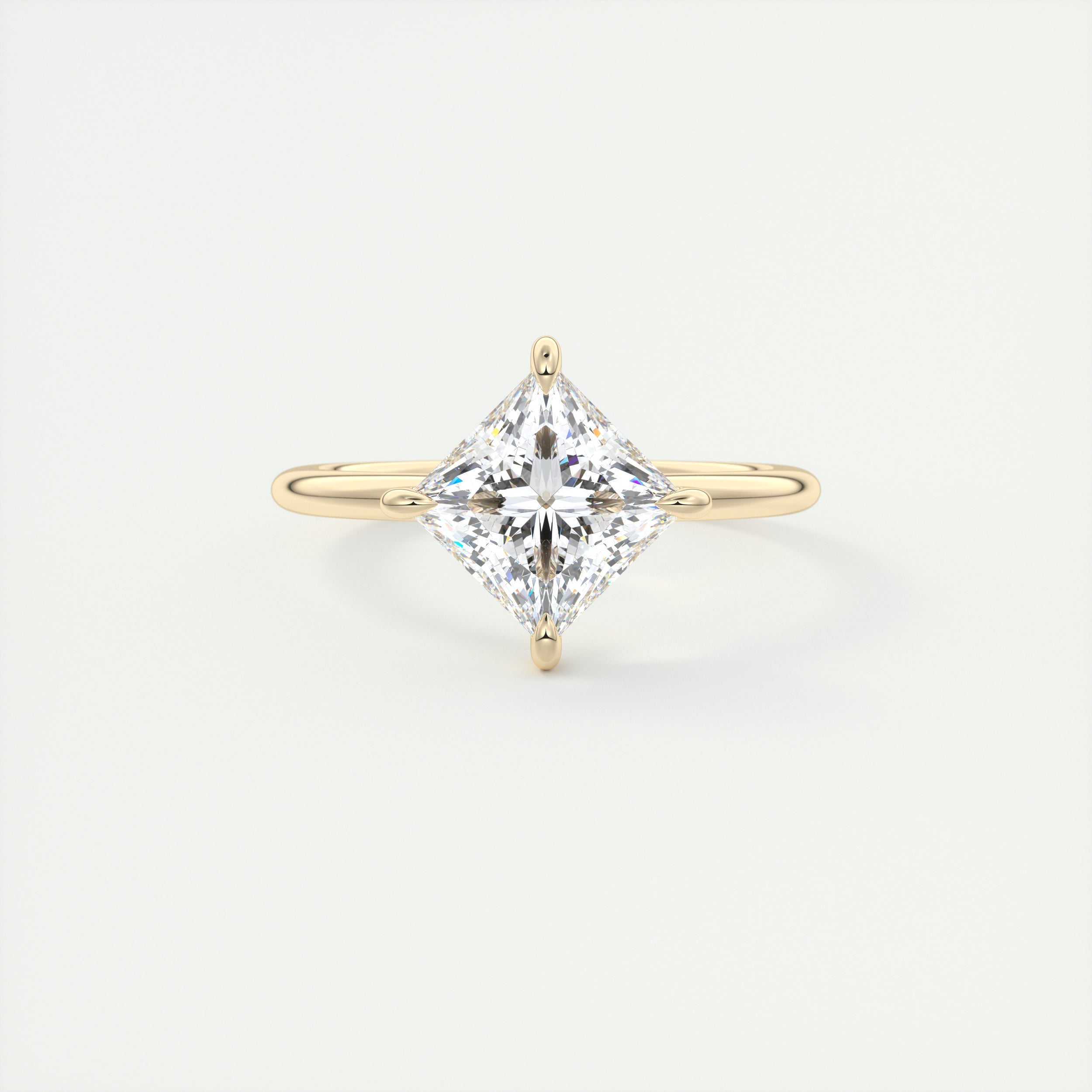 2 Carat Princess Flush Stacking Low Profile Solitaire