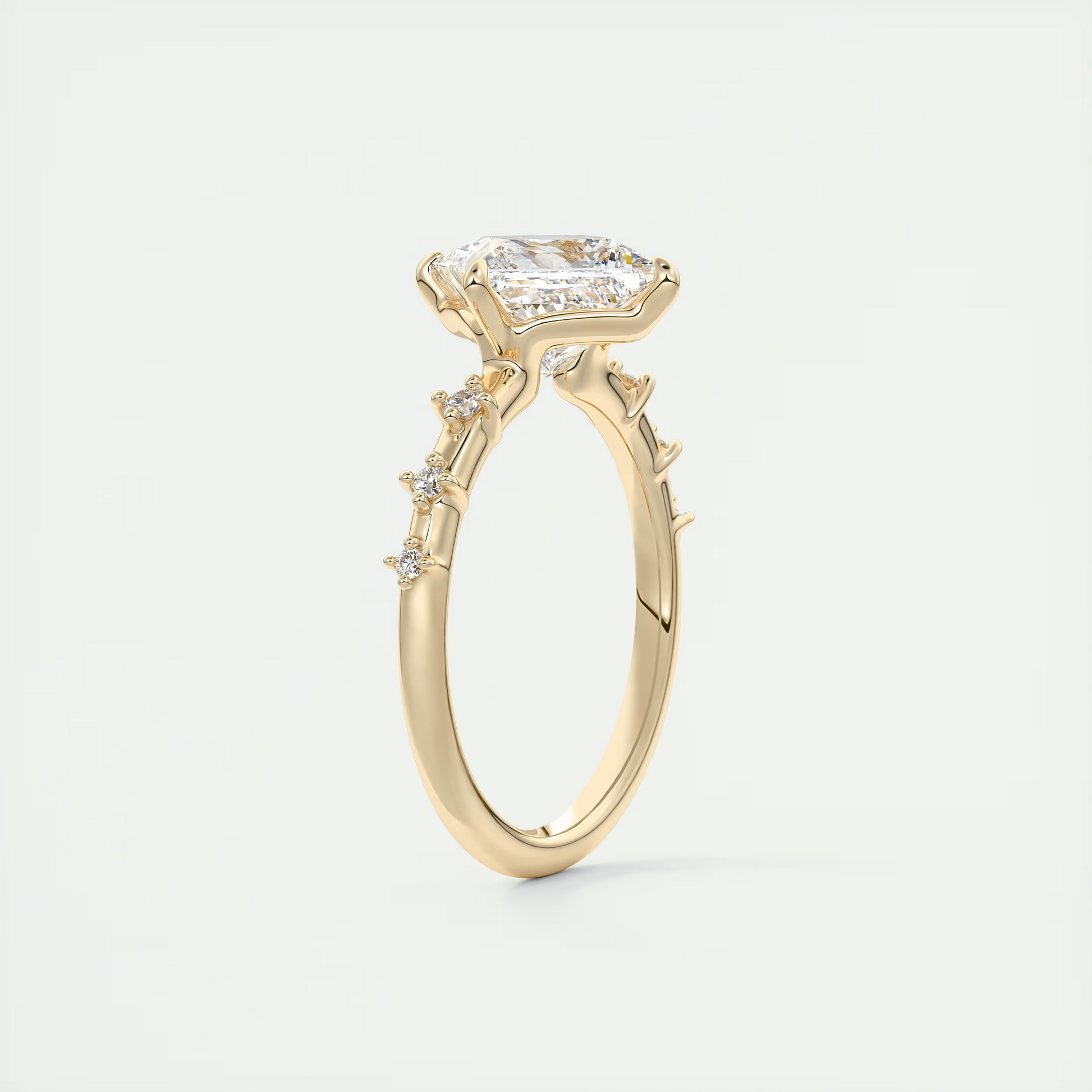 2 Carat Dainty Princess Solitaire with Diamond Accents