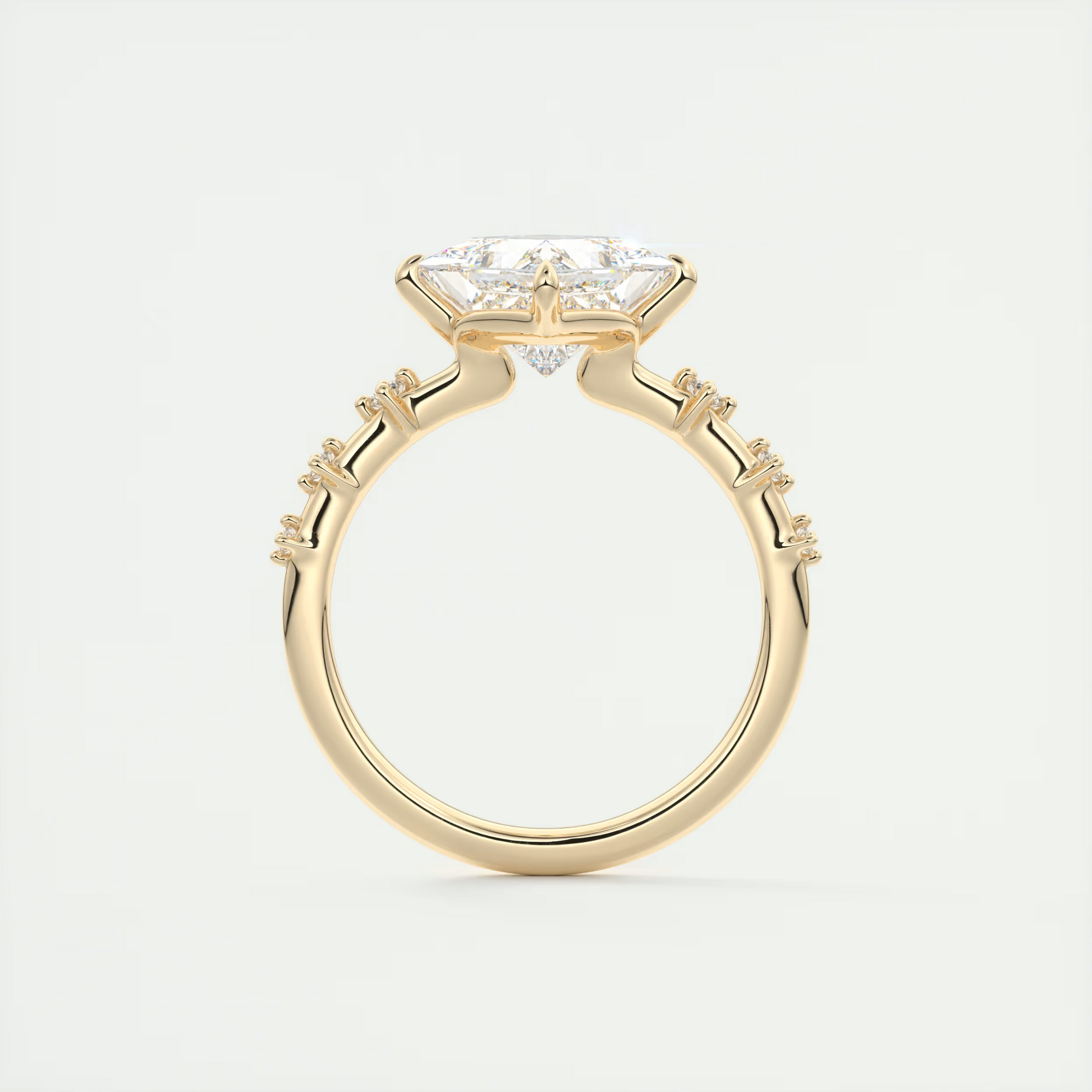 2 Carat Dainty Princess Solitaire with Diamond Accents
