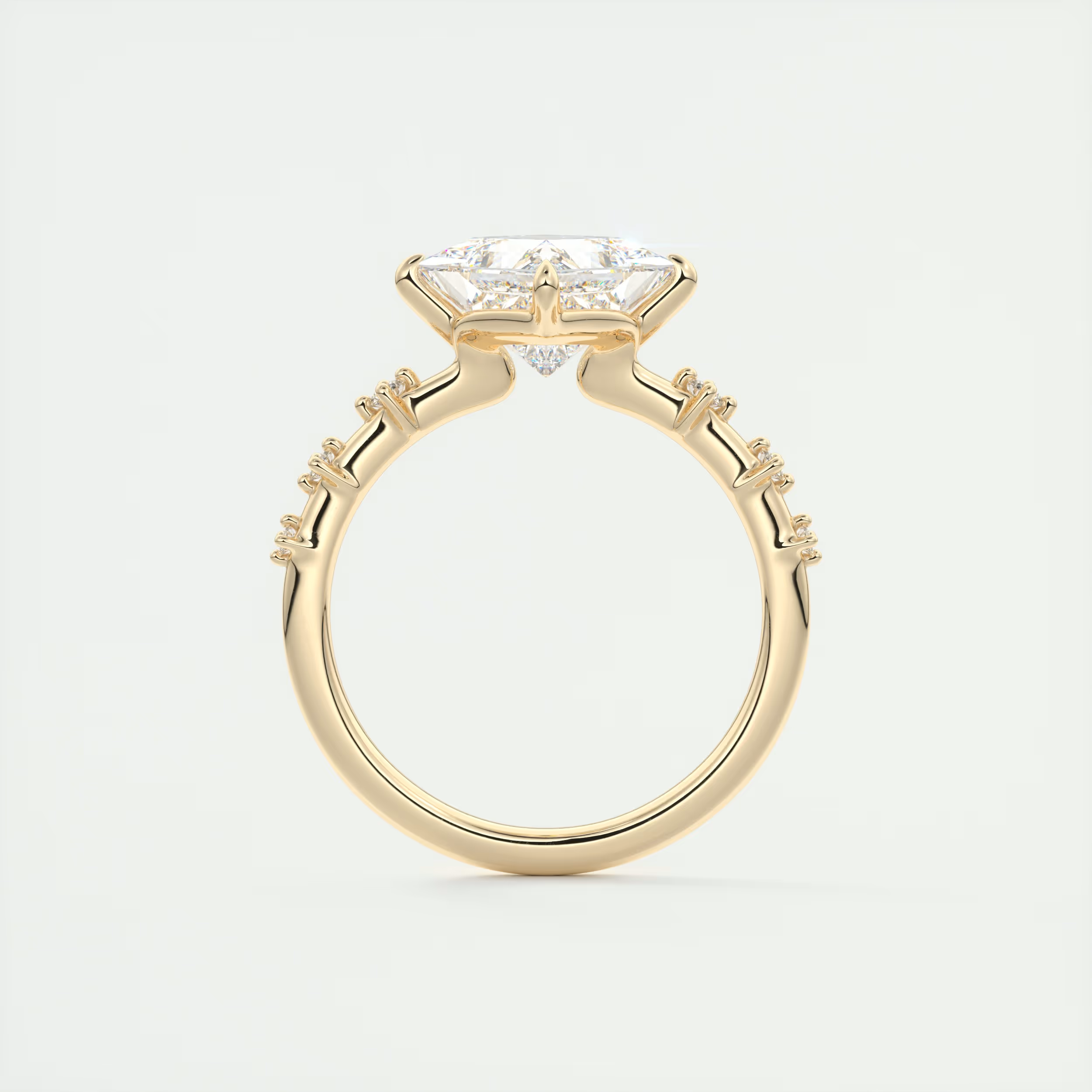 2 Carat Dainty Princess Solitaire with Diamond Accents
