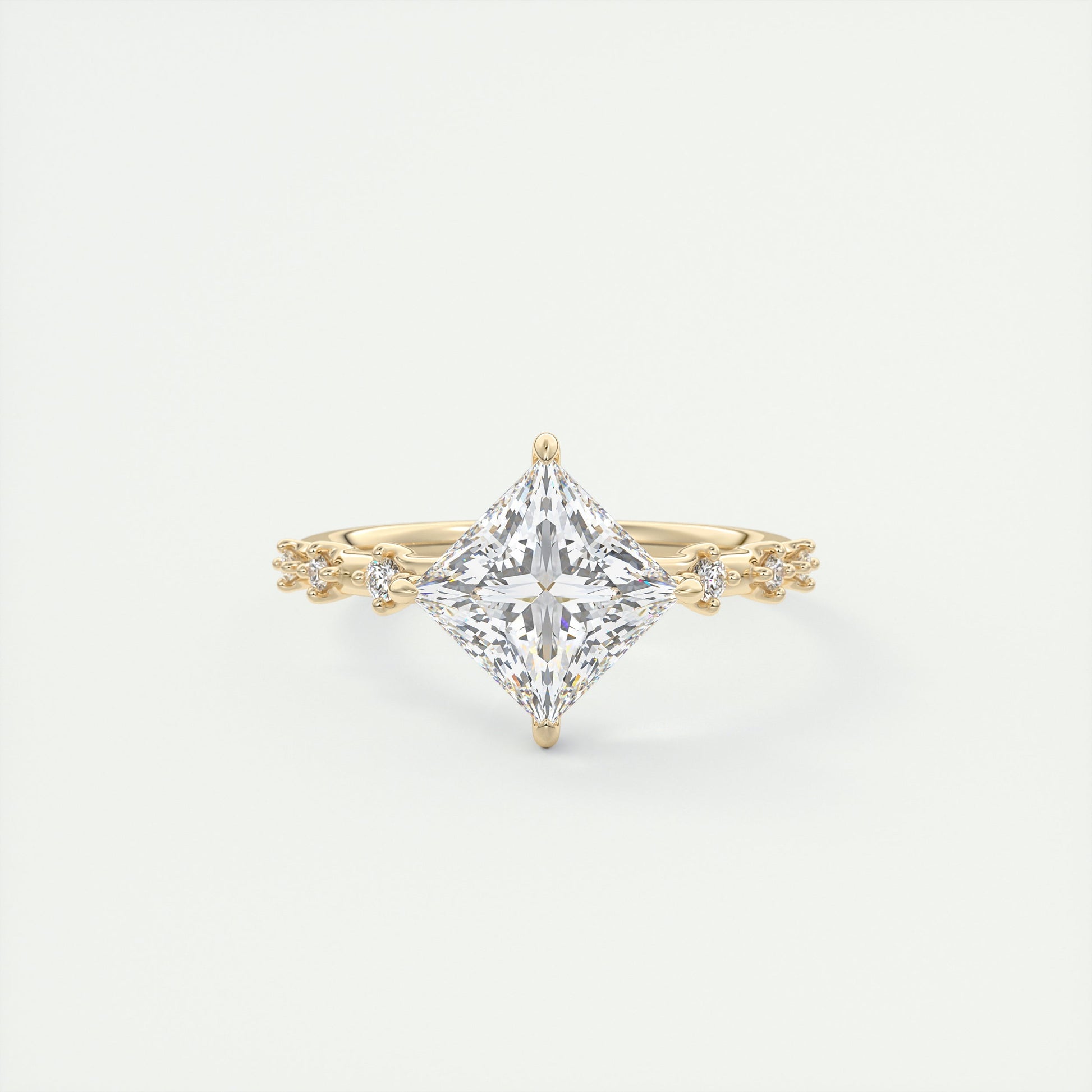 2 Carat Dainty Princess Solitaire with Diamond Accents