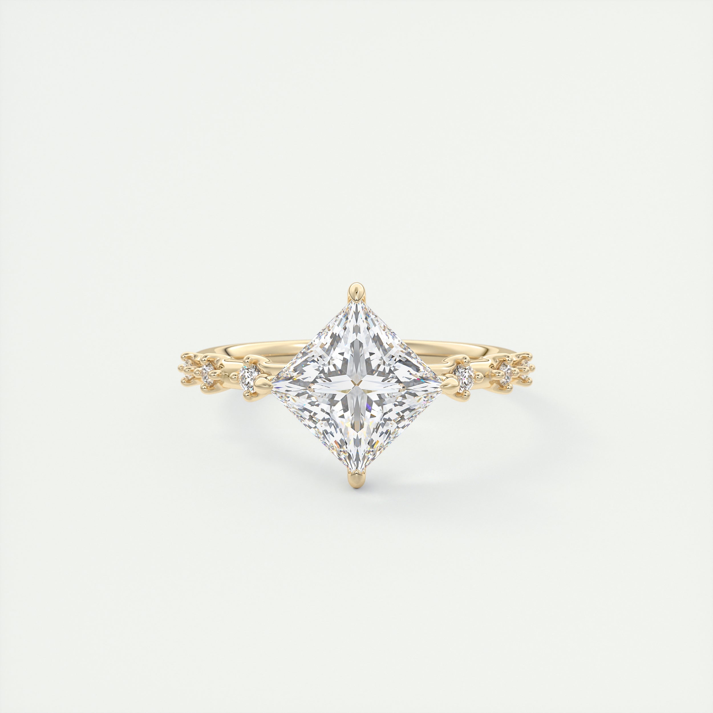 2 Carat Dainty Princess Solitaire with Diamond Accents
