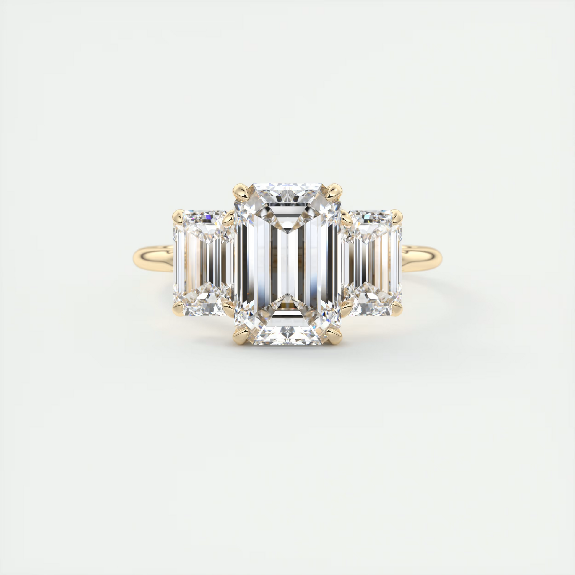 Clarity 2 Carat Emerald Three-Stone Engagement Ring