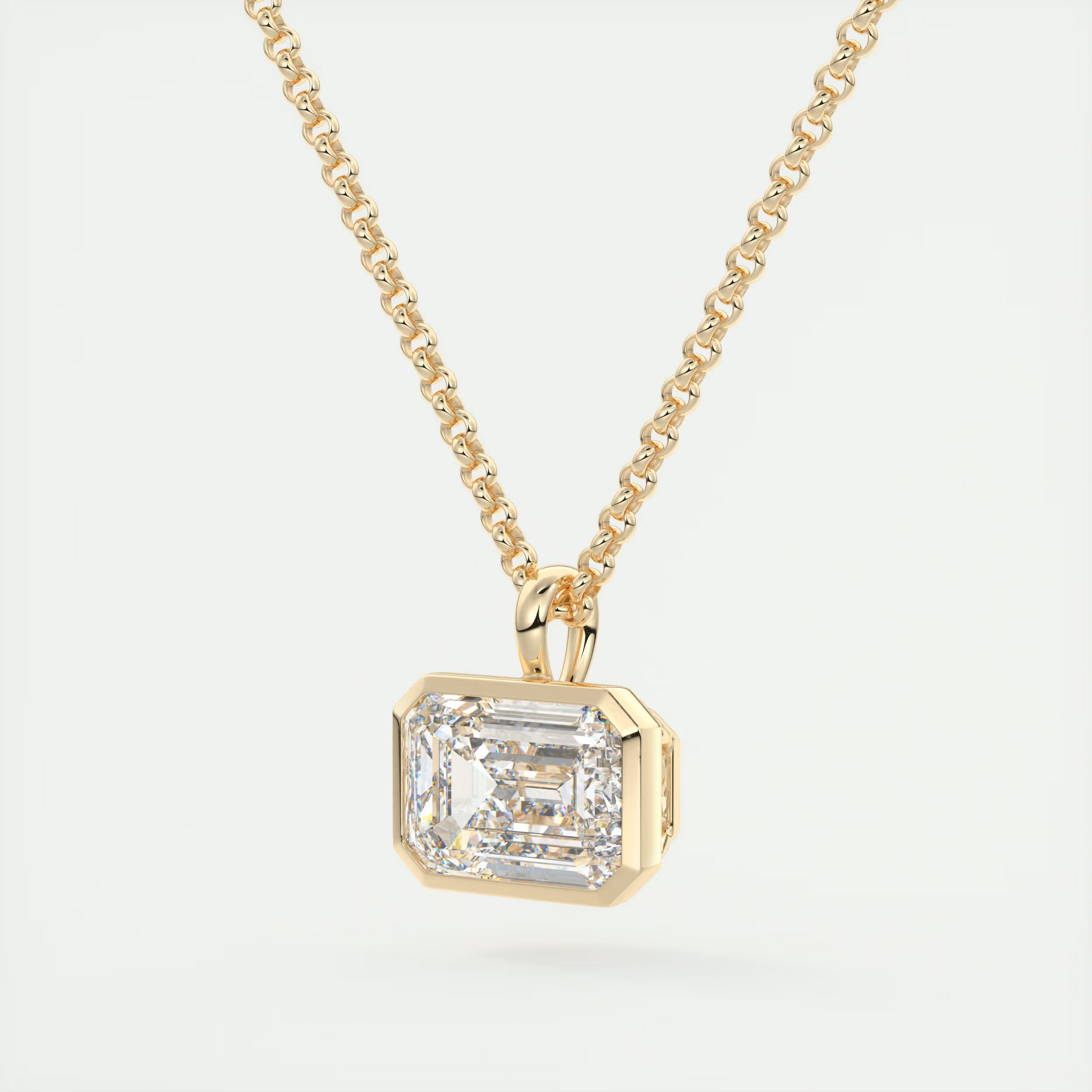 1.5 ct Emerald Bezel Set Pendant Necklace